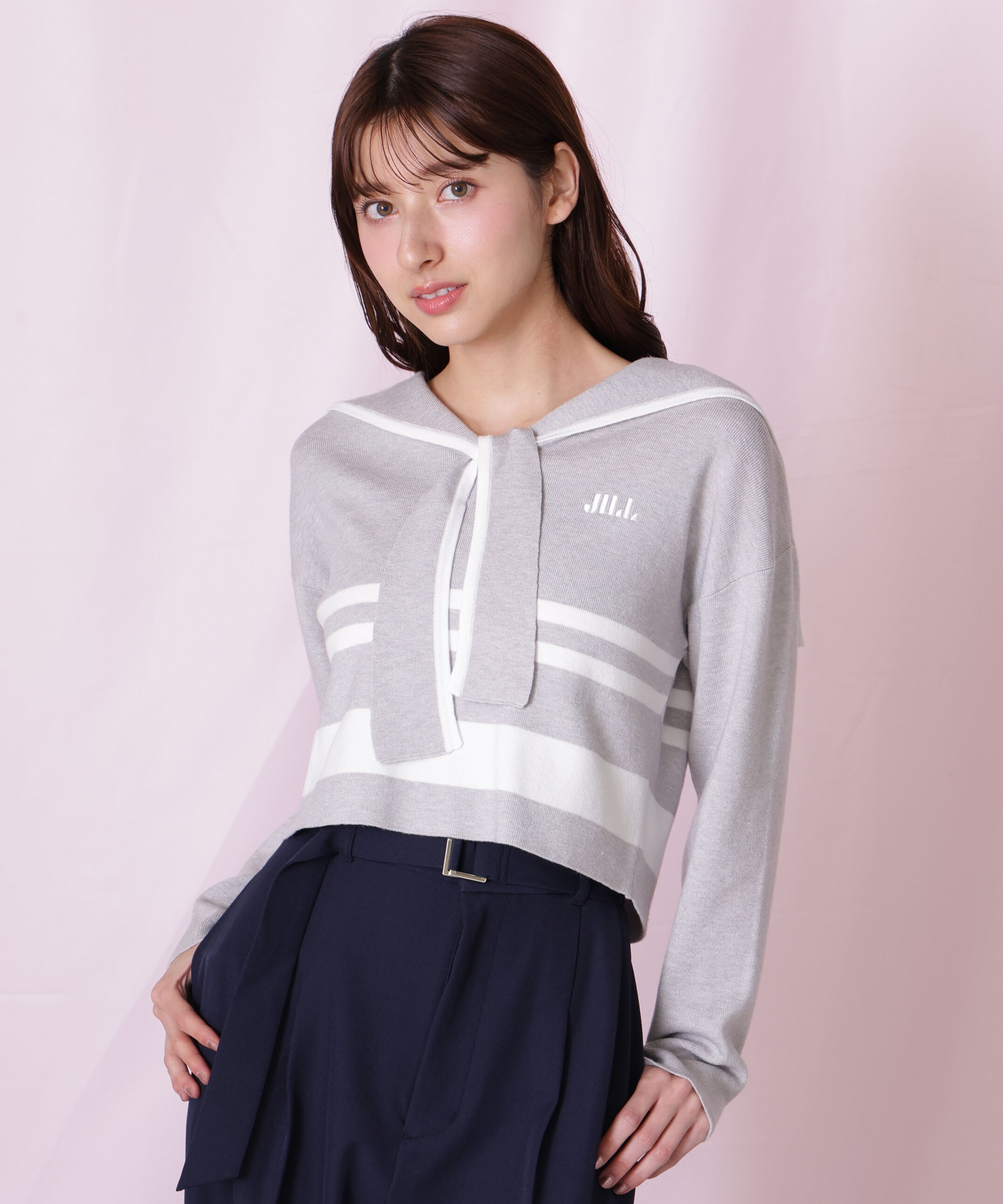  「セーラーカラーニット」|ニット・セーター|グレー1