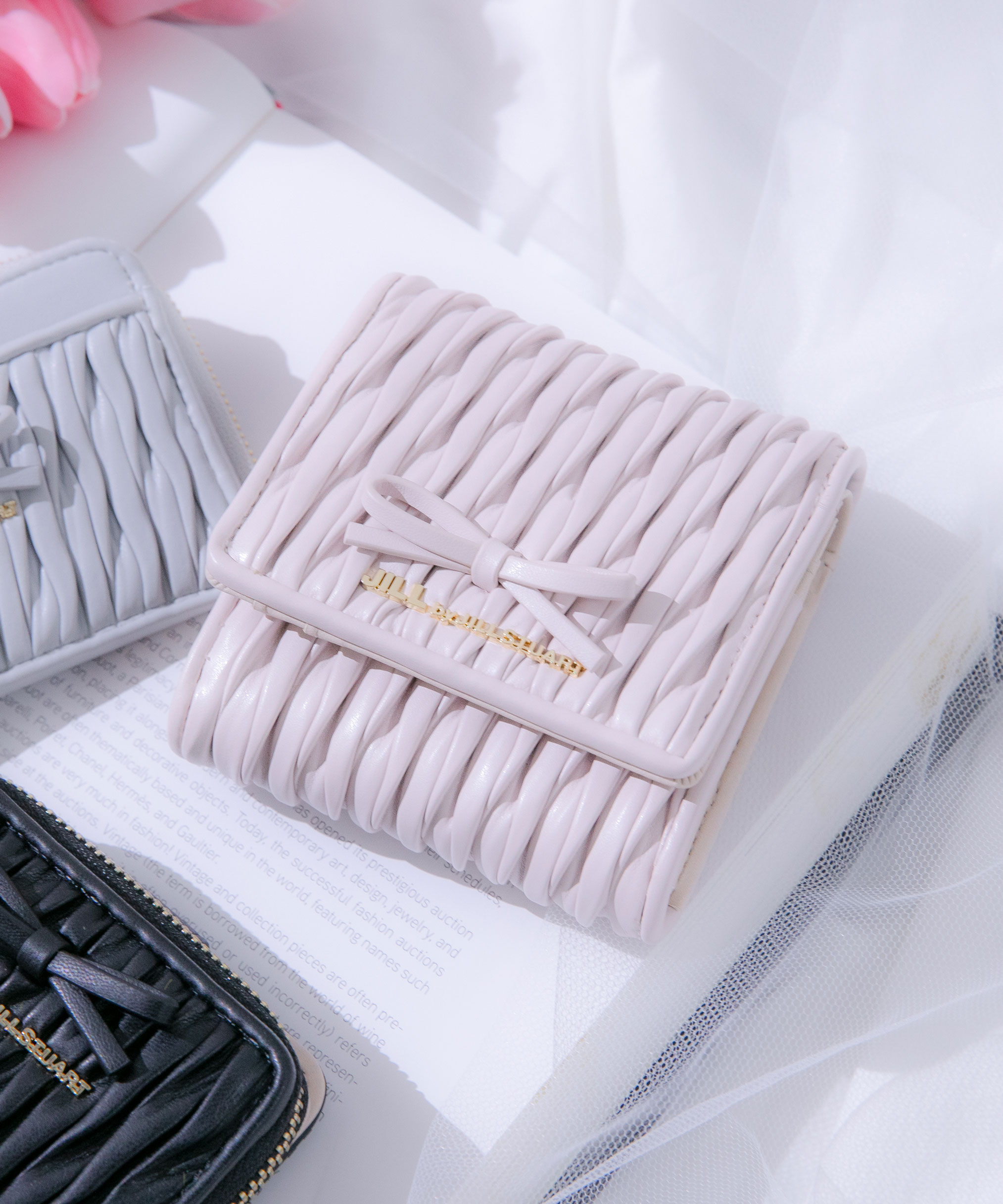  「ミニリボンパフィフラップウォレット」|財布|ピンク