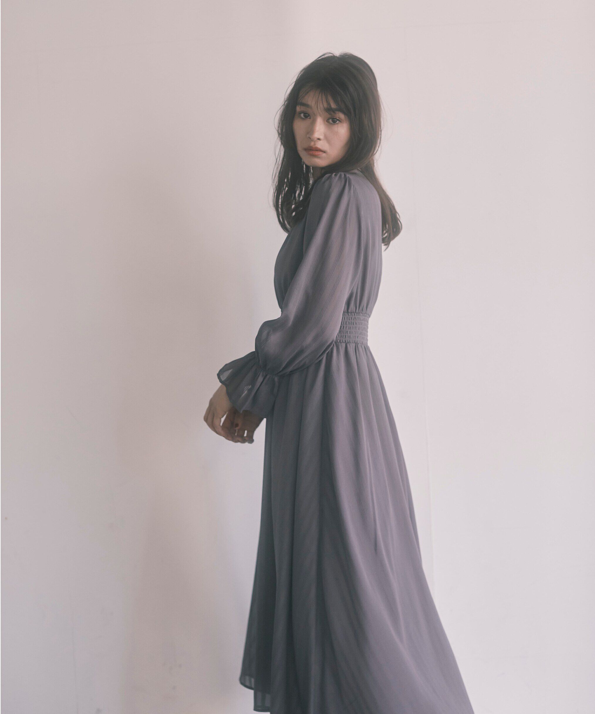 PROPORTION BODY DRESSING「《EDIT COLOGNE》シアーストライプマキシワンピース WEB限定 24SS」|ワンピース|チャコールグ 2