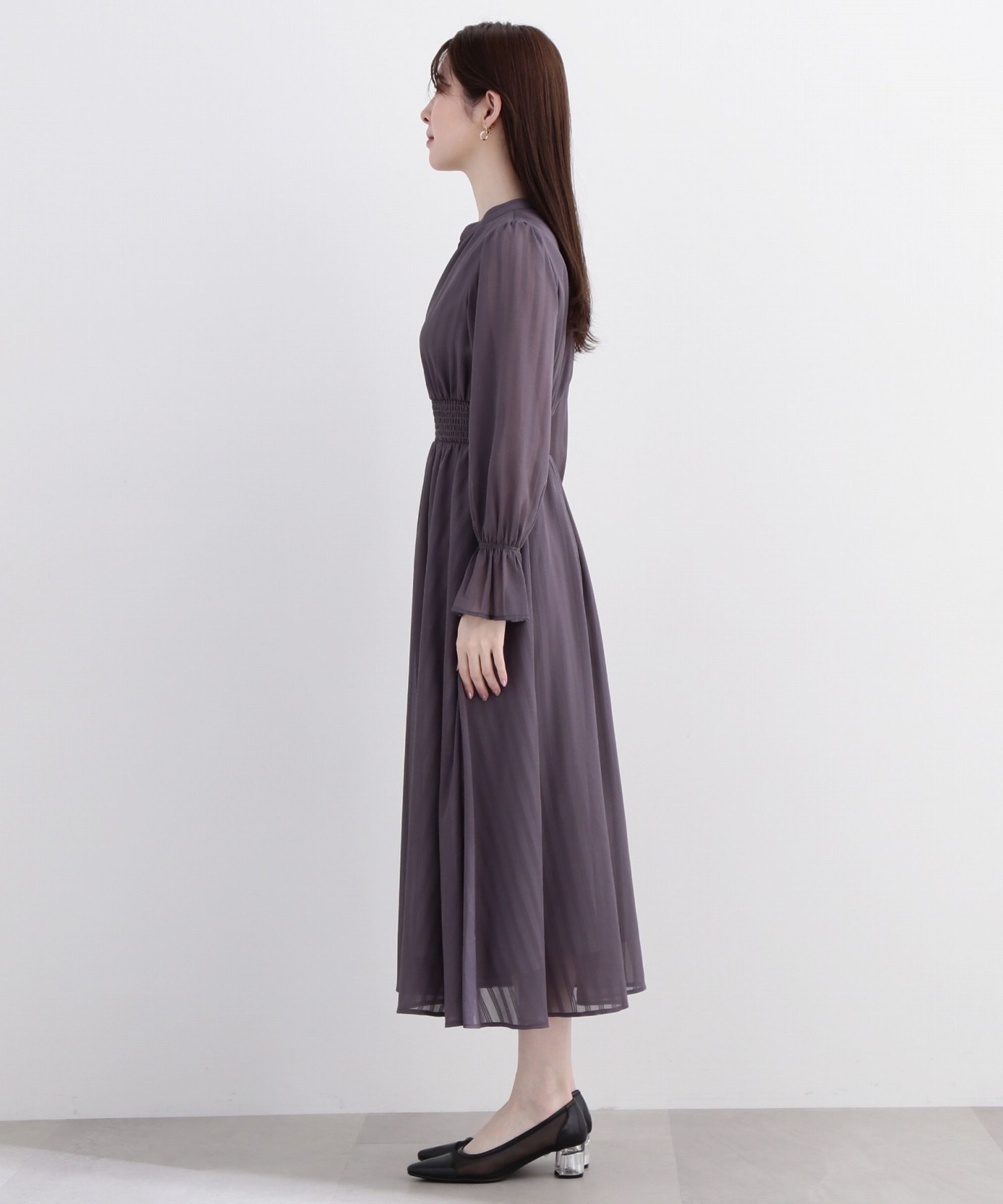 PROPORTION BODY DRESSING「《EDIT COLOGNE》シアーストライプマキシワンピース WEB限定 24SS」|ワンピース|