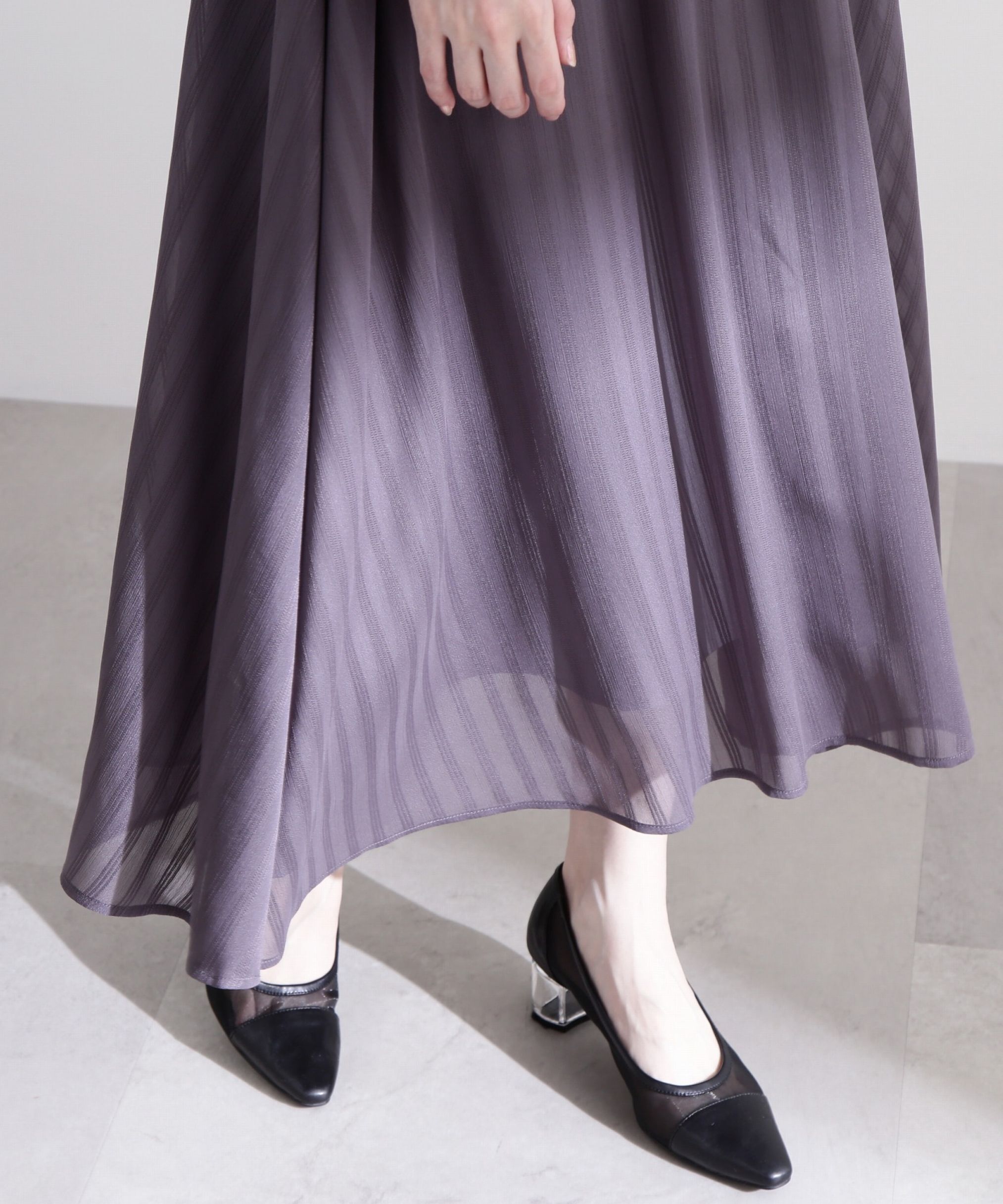 PROPORTION BODY DRESSING「《EDIT COLOGNE》シアーストライプマキシワンピース WEB限定 24SS」|ワンピース|