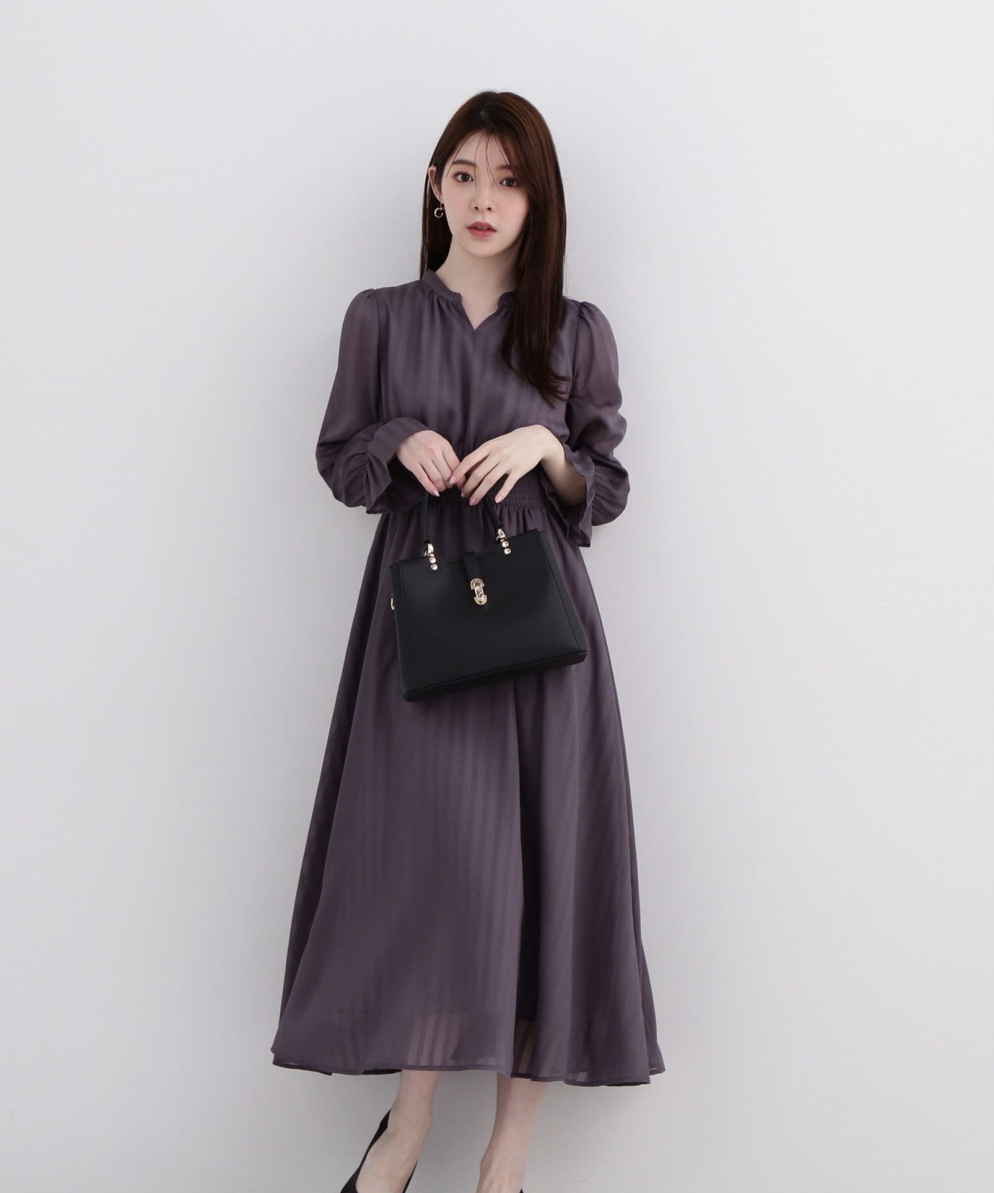 PROPORTION BODY DRESSING「《EDIT COLOGNE》シアーストライプマキシワンピース WEB限定 24SS」|ワンピース|