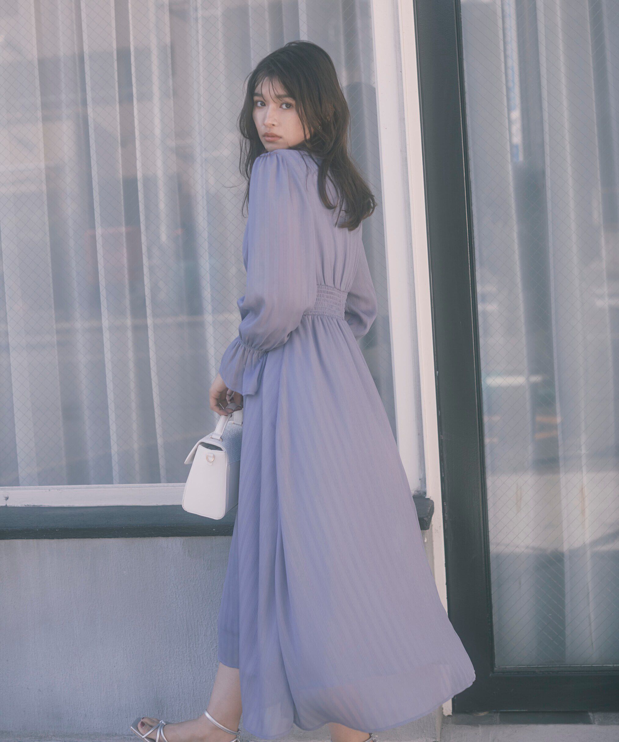 PROPORTION BODY DRESSING「《EDIT COLOGNE》シアーストライプマキシワンピース WEB限定 24SS」|ワンピース|