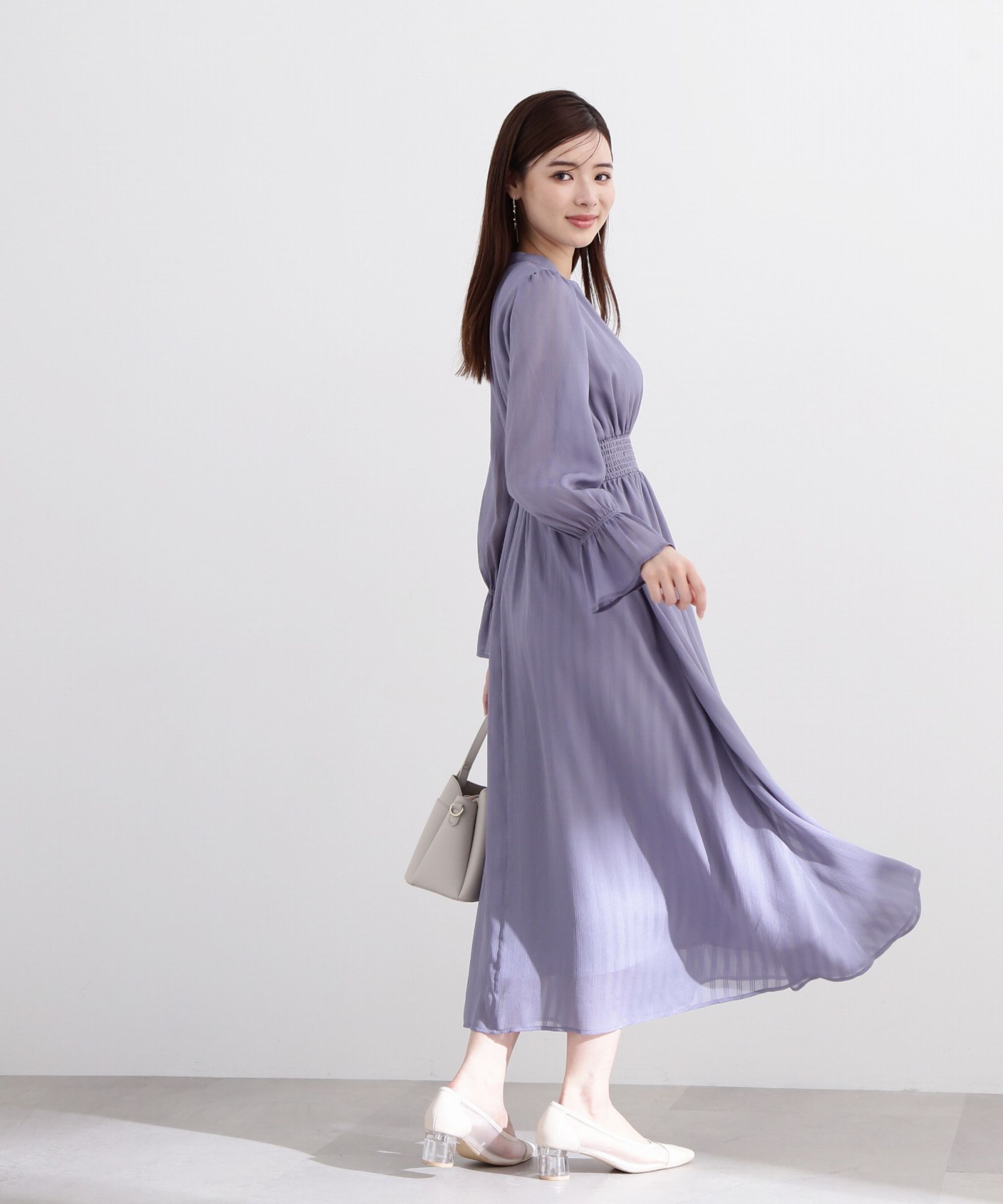 PROPORTION BODY DRESSING「《EDIT COLOGNE》シアーストライプマキシワンピース WEB限定 24SS」|ワンピース|