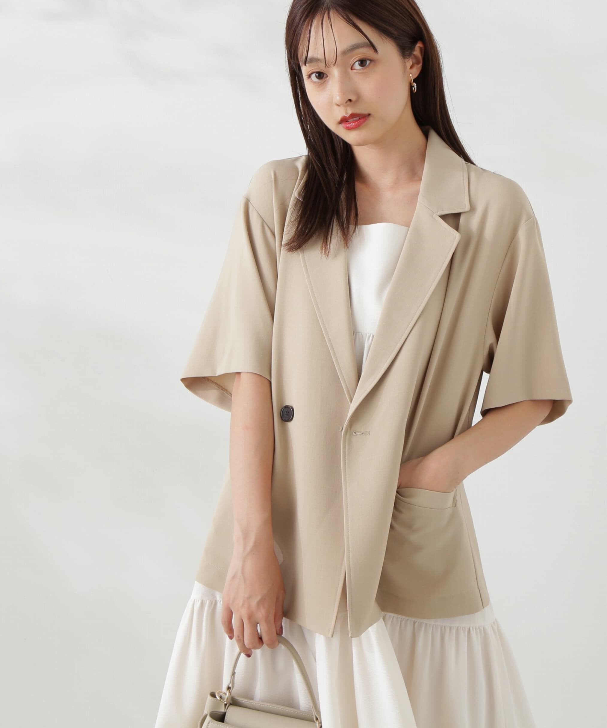 PROPORTION BODY DRESSING「ハーフスリーブテーラードジャケット」|その他|ベージュ