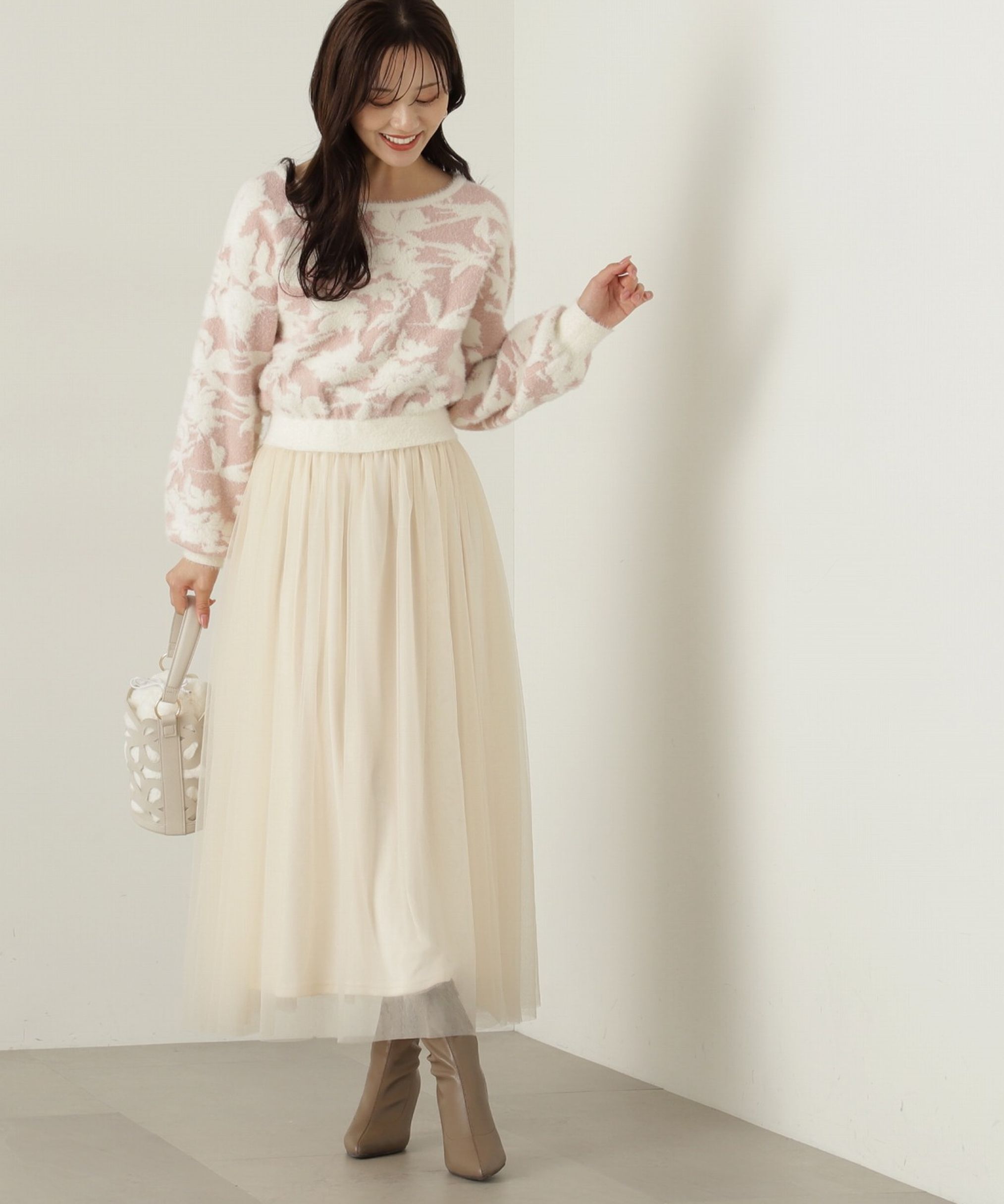 PROPORTION BODY DRESSING「ジャガードチュールニットドッキングワンピース」|ワンピース|