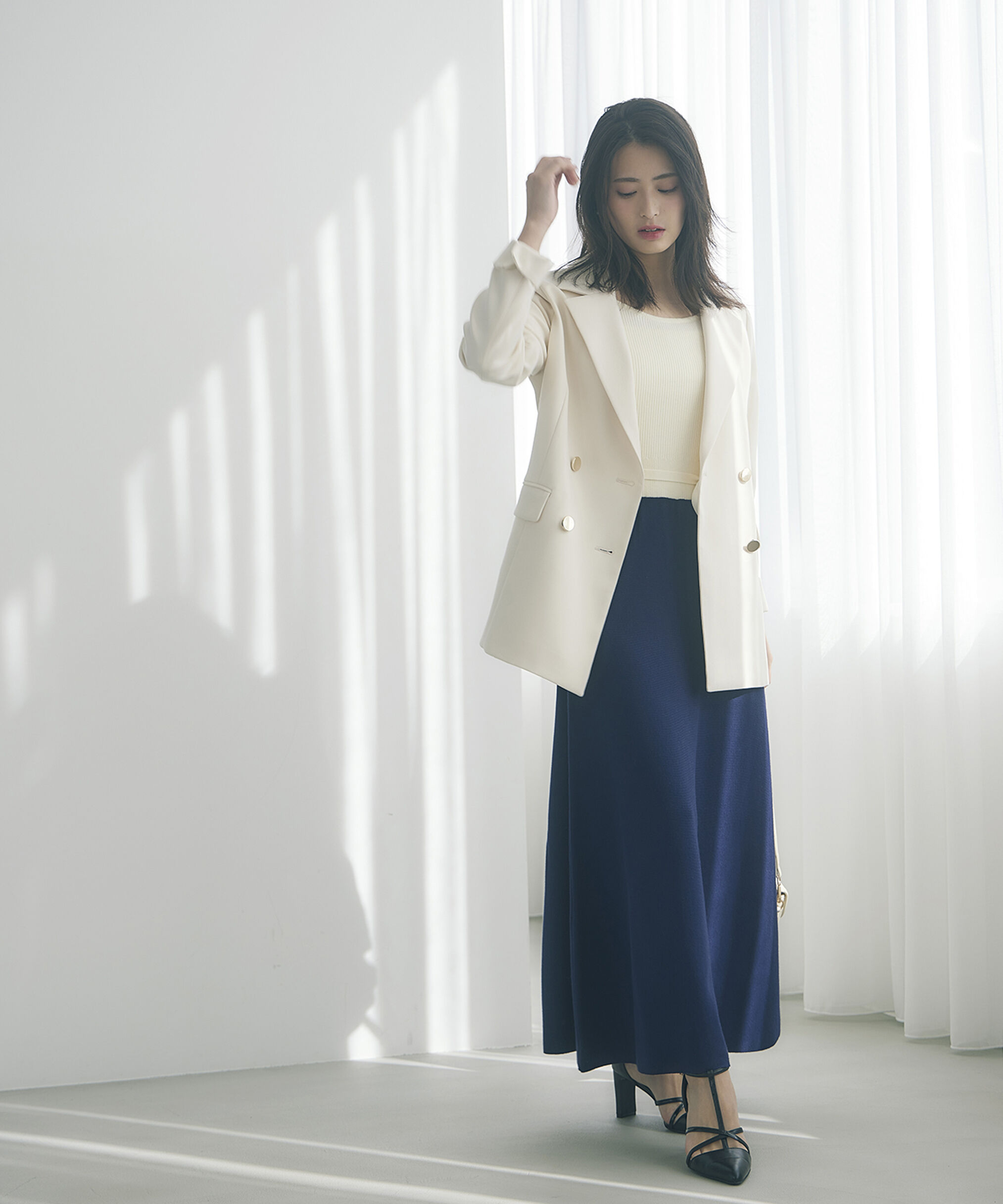 PROPORTION BODY DRESSING「エンブロイダリーニットワンピース」|ワンピース|エクリュ&times;ネ  1