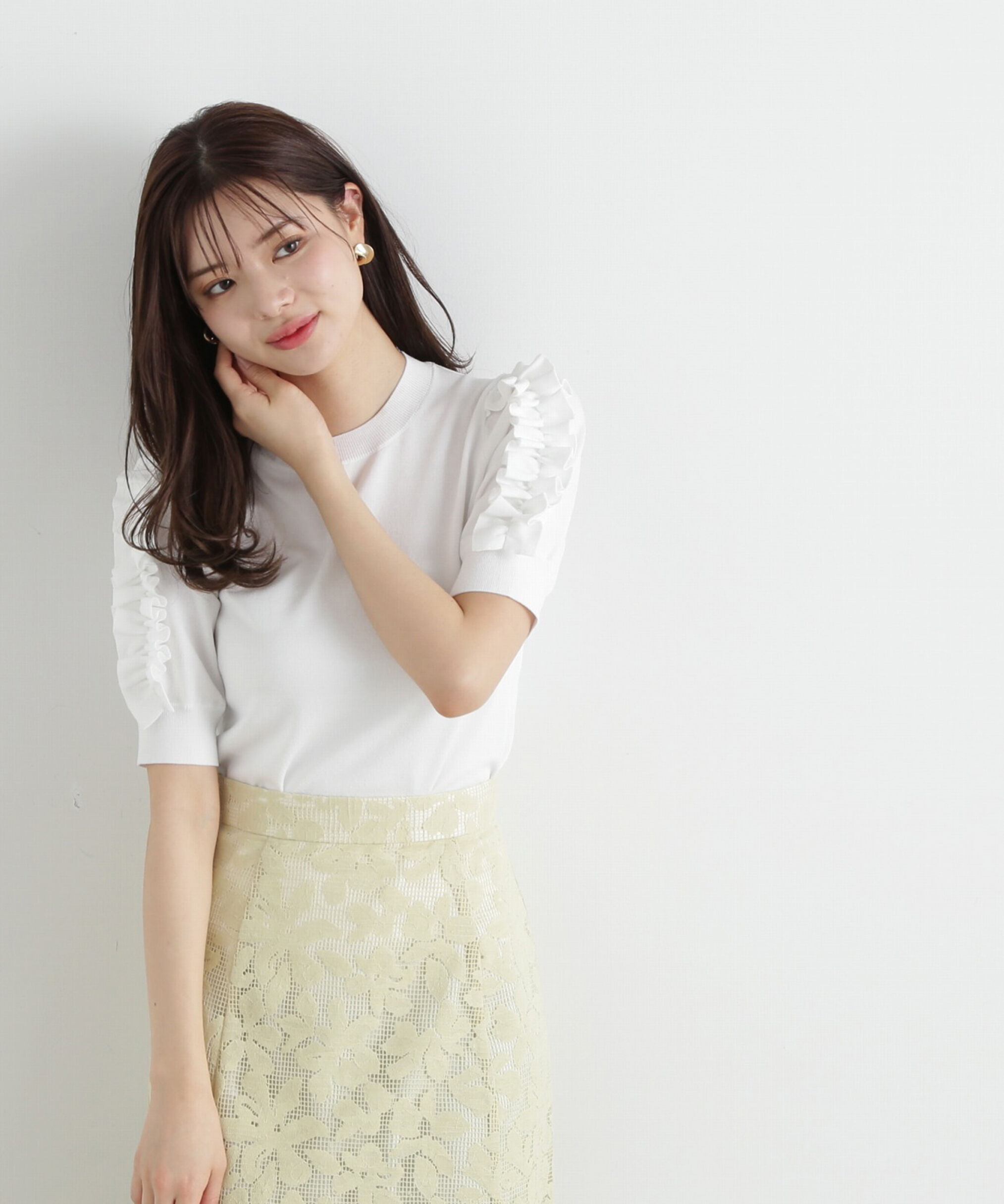 PROPORTION BODY DRESSING「フリルスリーブニット」|ニット・セーター|ホワイト