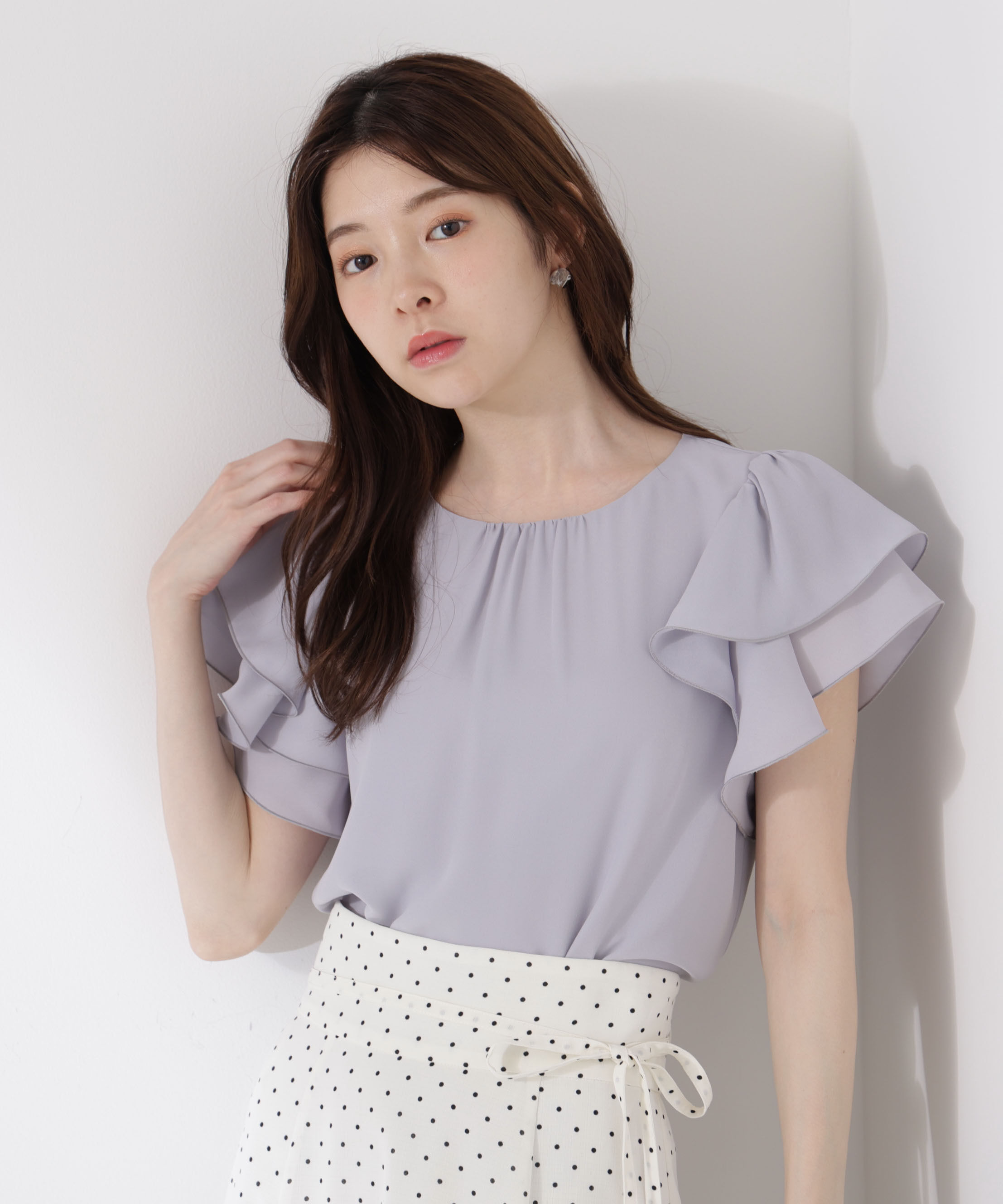 PROPORTION BODY DRESSING「ダブルラッフルスリーブブラウス」|シャツ・ブラウス|ブルーグレー
