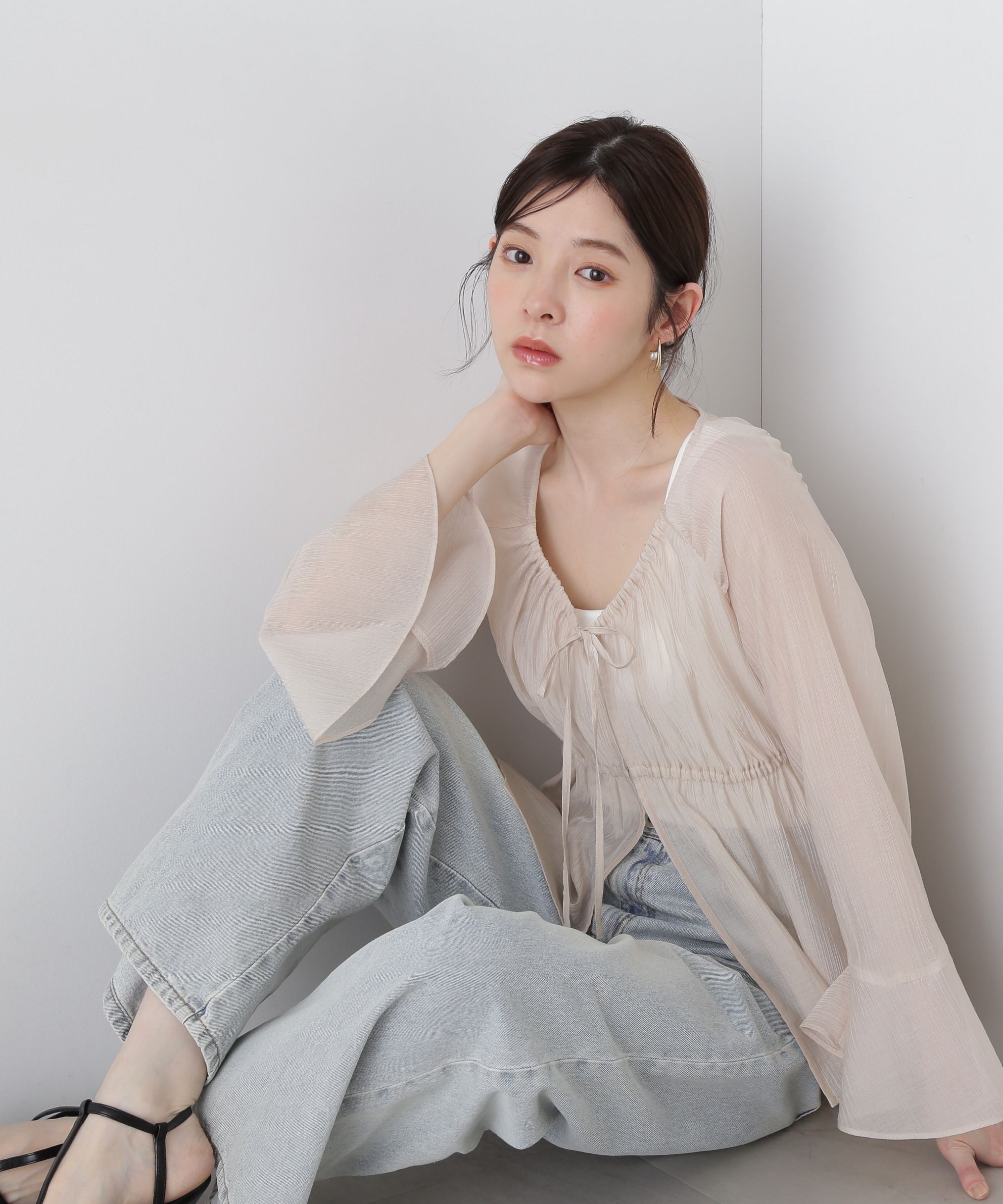 PROPORTION BODY DRESSING「フィッシュテール楊柳ブラウス」|シャツ・ブラウス|アイボリー2