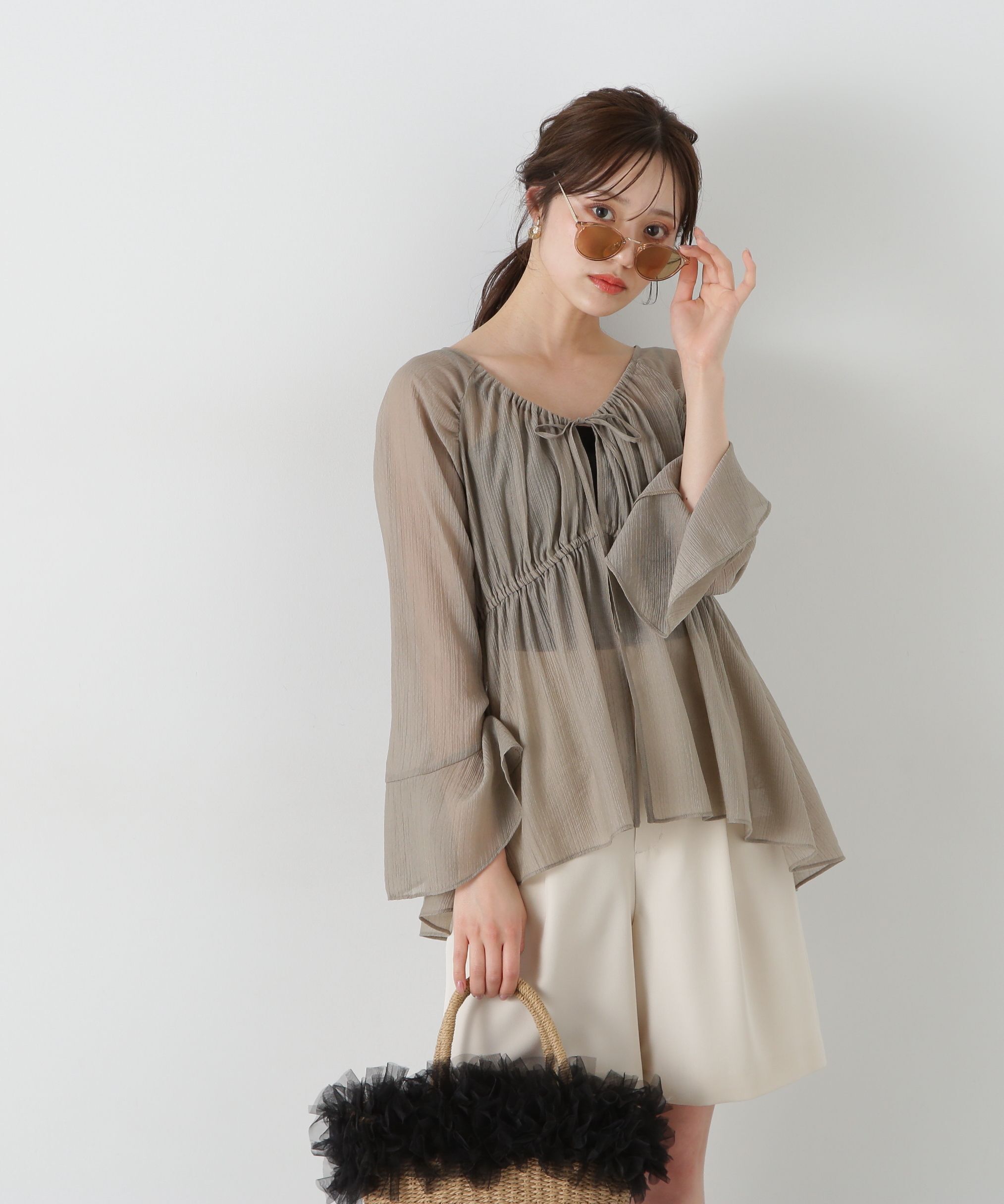 PROPORTION BODY DRESSING「フィッシュテール楊柳ブラウス」|シャツ・ブラウス|