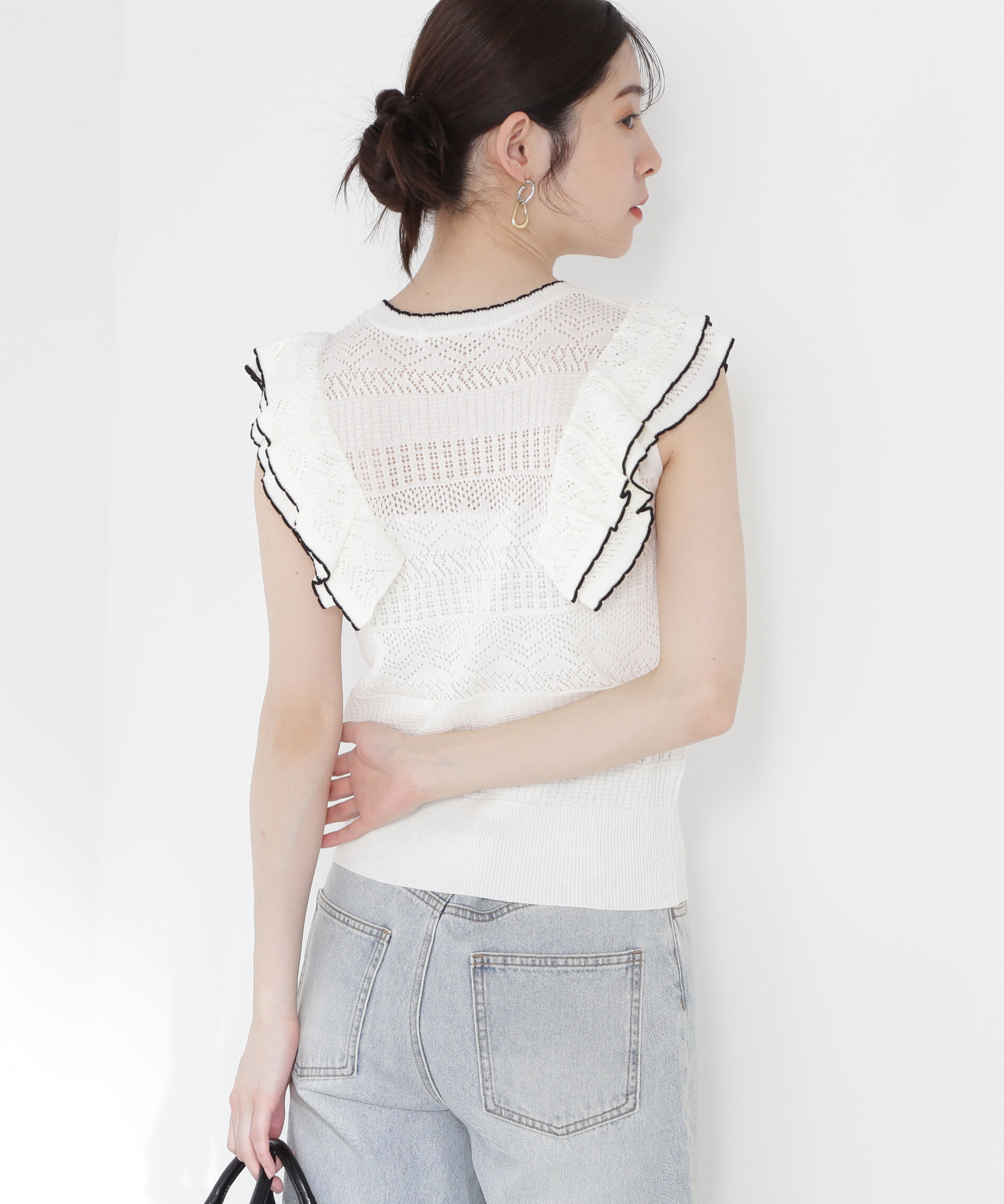 PROPORTION BODY DRESSING「透かし柄フリルニット」|ニット・セーター|