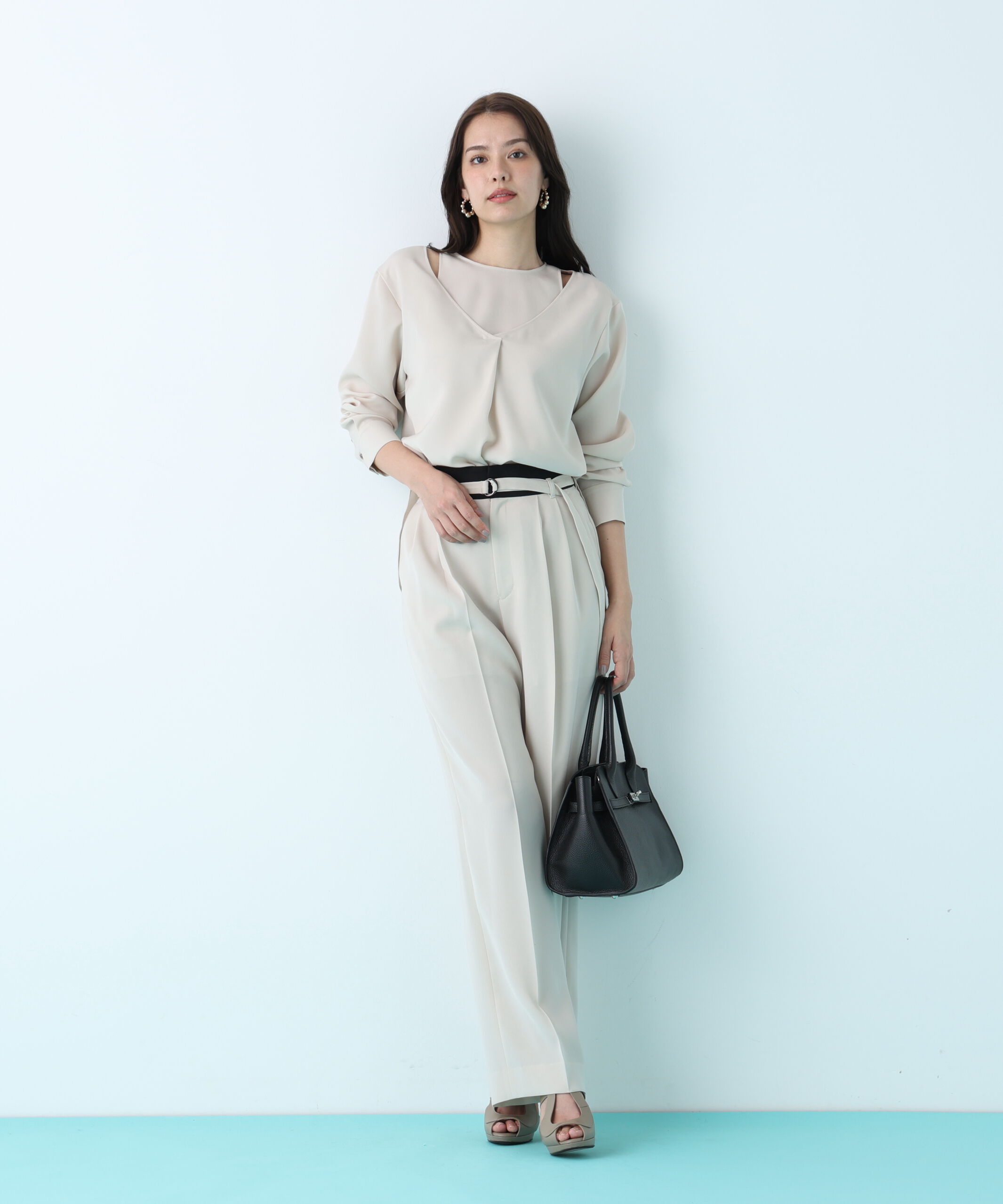  「ダブルサテンタックワイドパンツ」|その他|