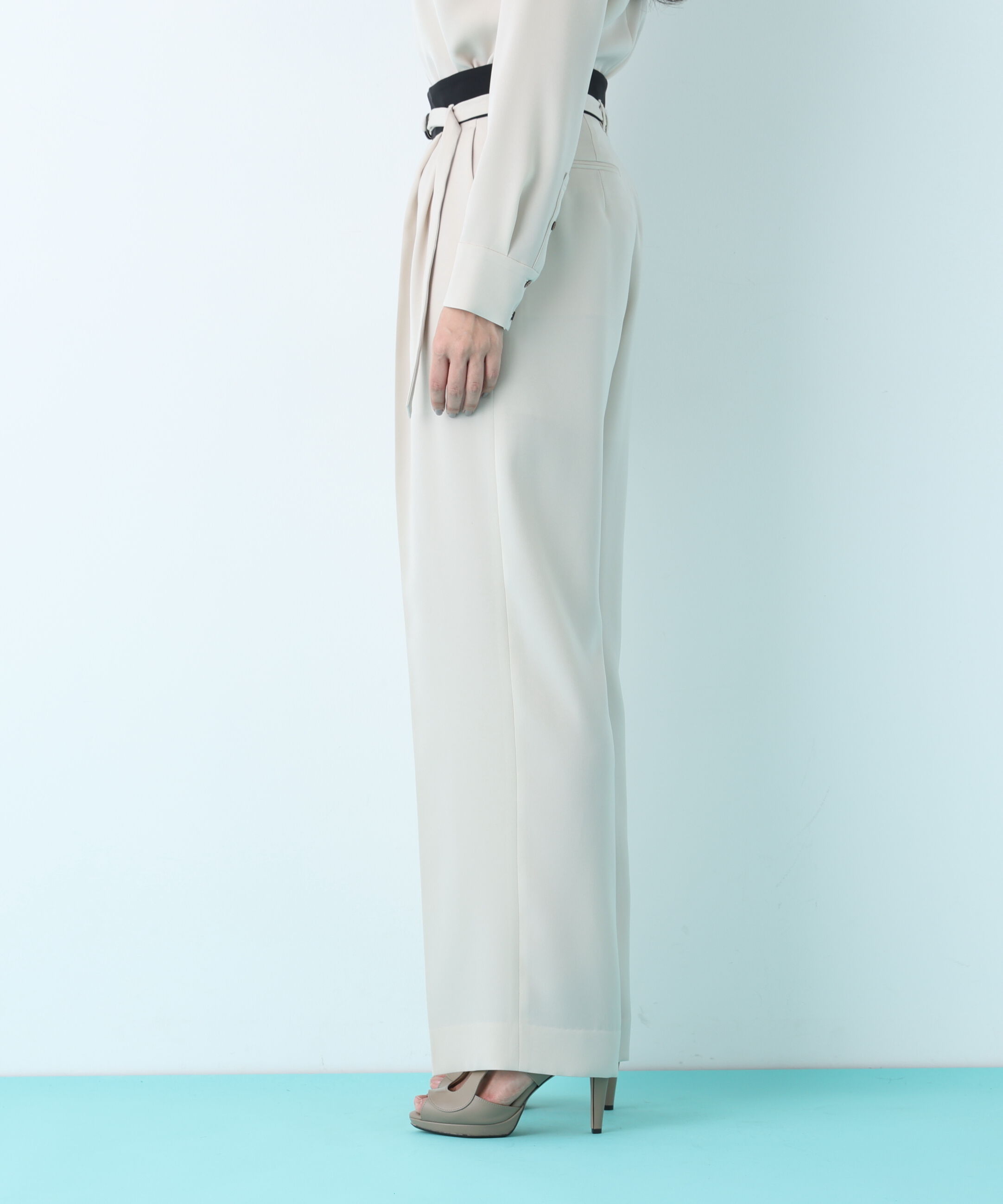  「ダブルサテンタックワイドパンツ」|その他|