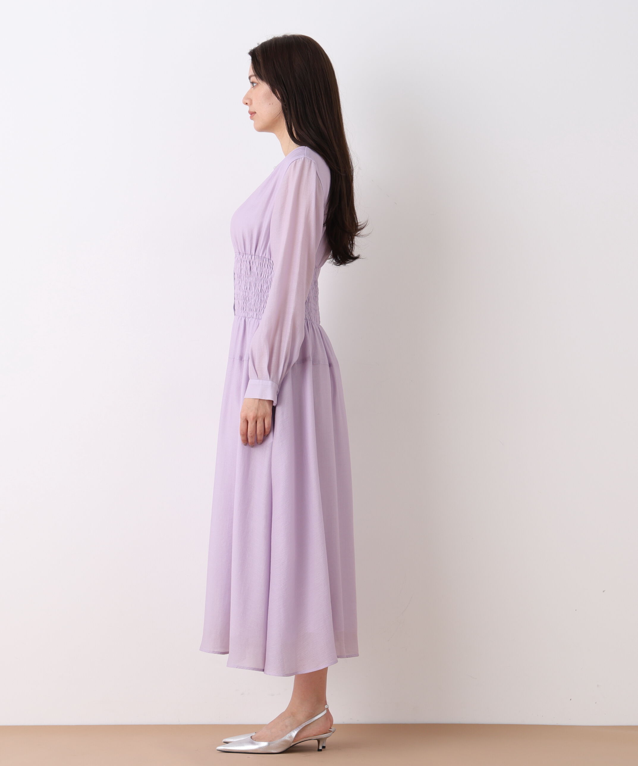  「ウエストシャーリングロングワンピース」|ワンピース|