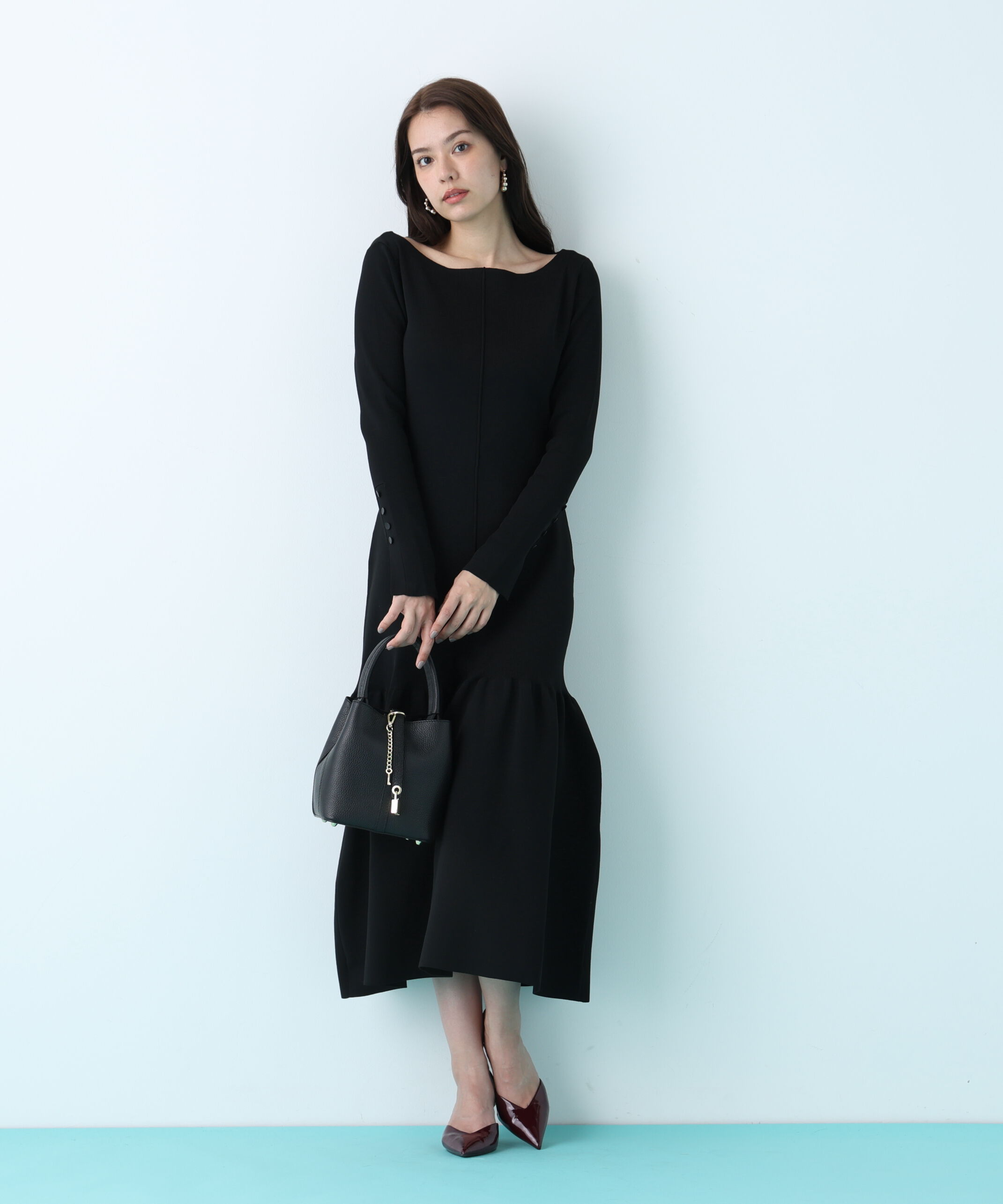  「ボートネックマーメイドニットワンピース」|ワンピース|