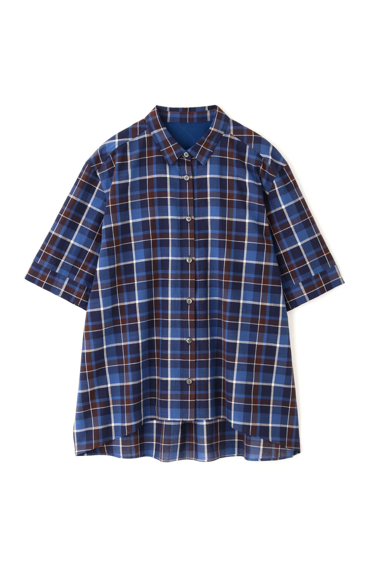  「◆綿麻半袖チェックシャツ」|シャツ・ブラウス|