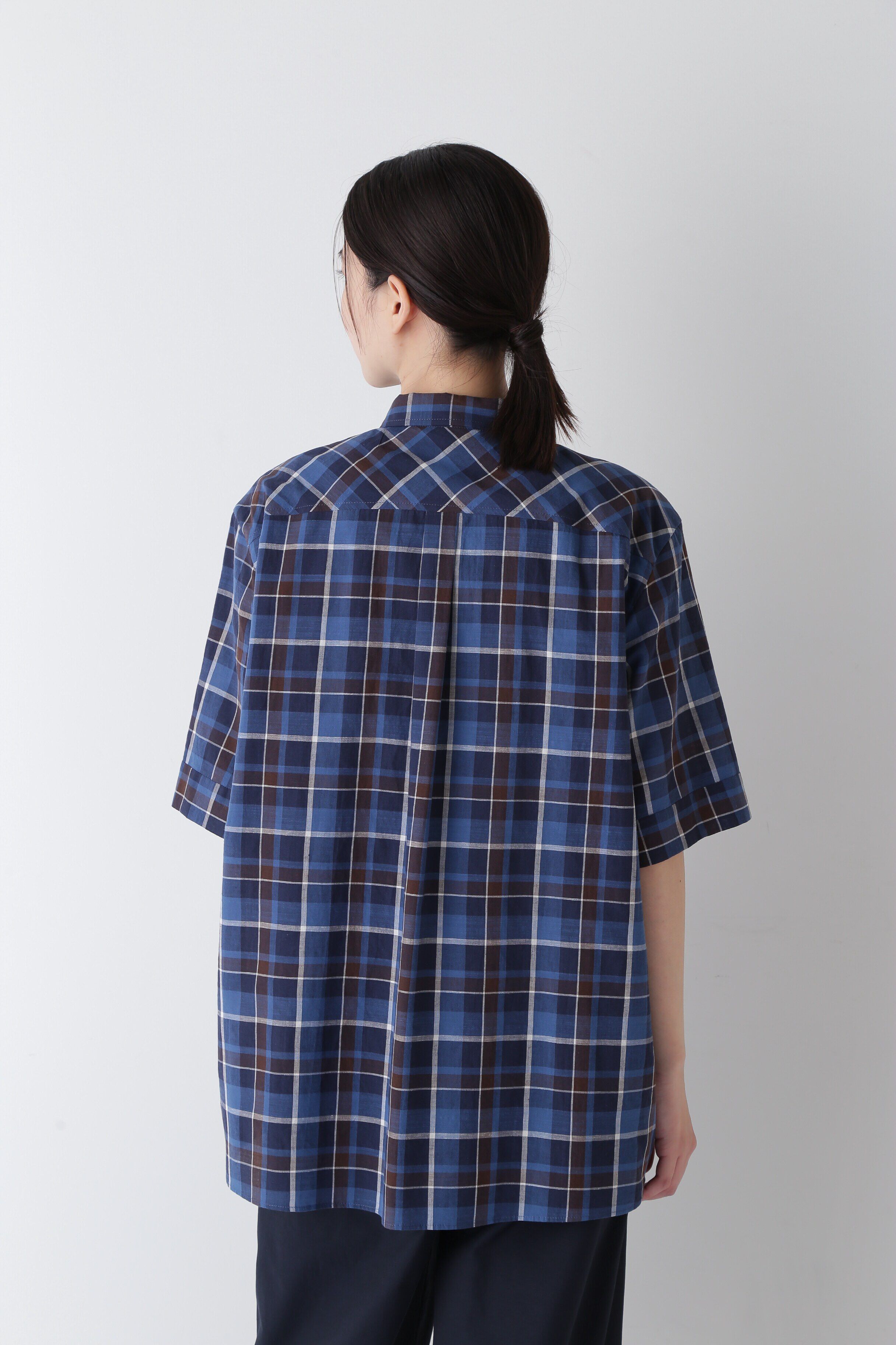  「◆綿麻半袖チェックシャツ」|シャツ・ブラウス|