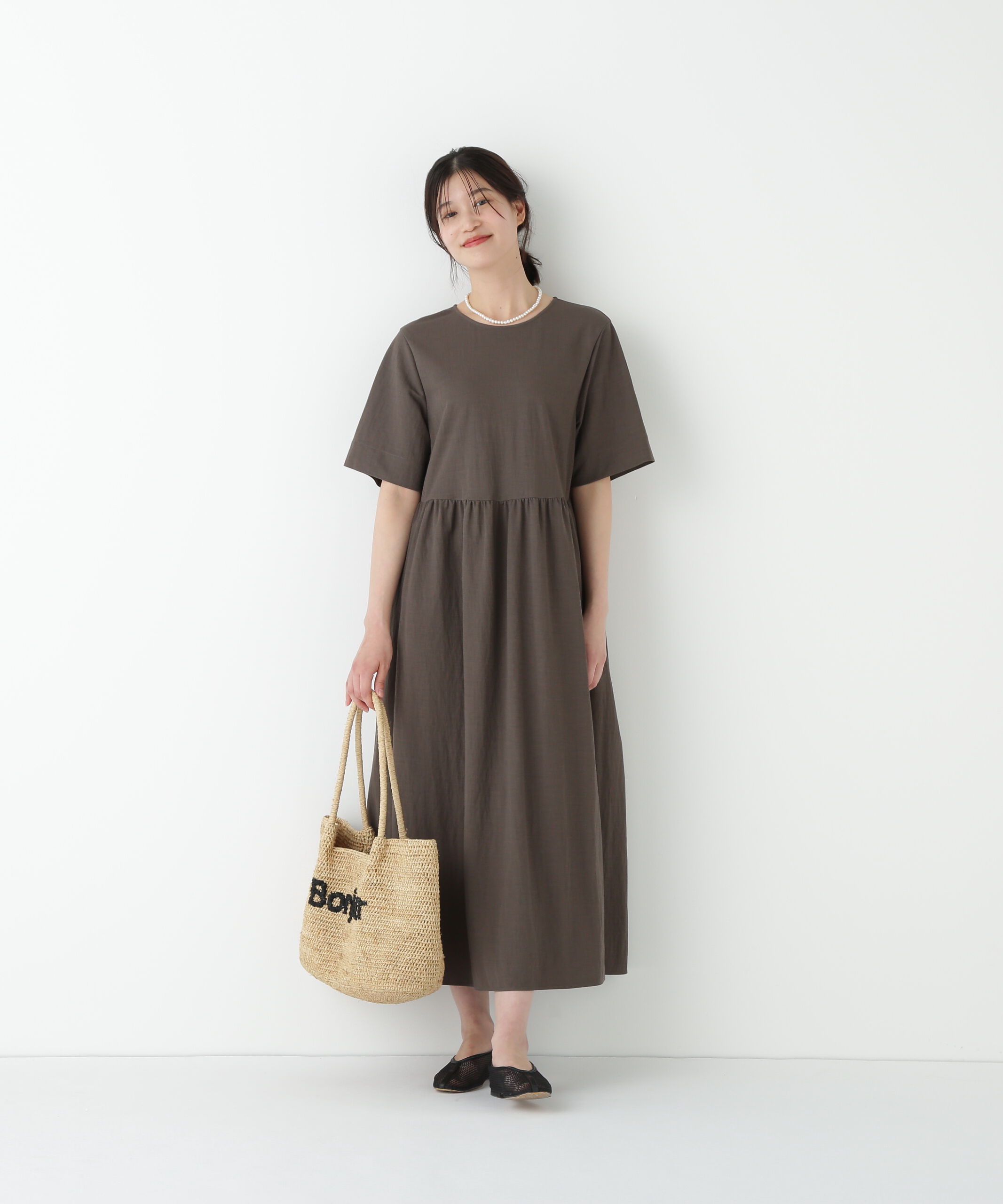  「◆ＲＮスムースギャザーＡラインワンピース」|ワンピース|