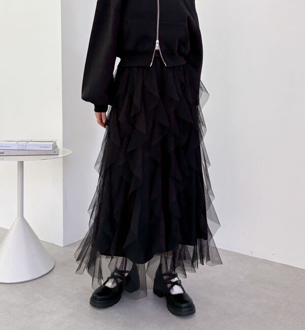 archives「チュールラッフルスカート」|スカート|BLACK