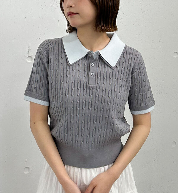 archives「レイヤードケーブルポロニット」|ニット・セーター|