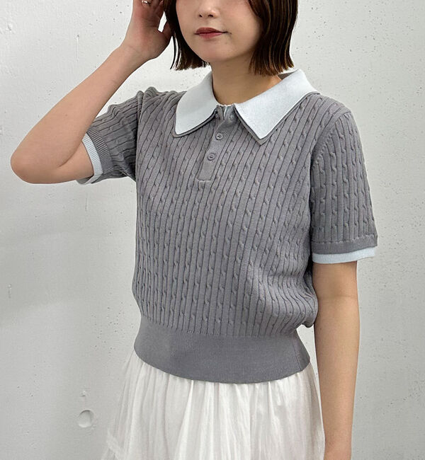 archives「レイヤードケーブルポロニット」|ニット・セーター|
