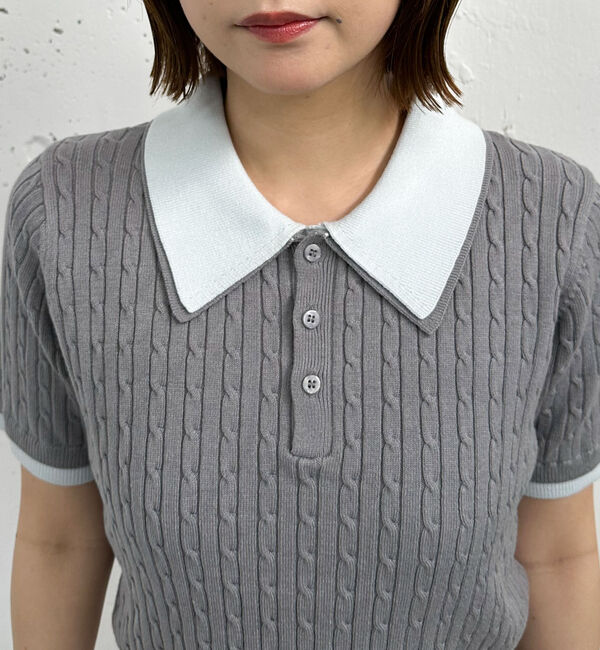 archives「レイヤードケーブルポロニット」|ニット・セーター|