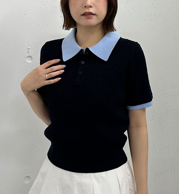 archives「レイヤードケーブルポロニット」|ニット・セーター|