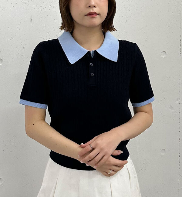archives「レイヤードケーブルポロニット」|ニット・セーター|