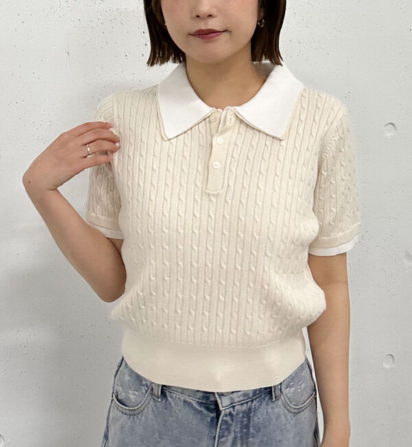 archives「レイヤードケーブルポロニット」|ニット・セーター|