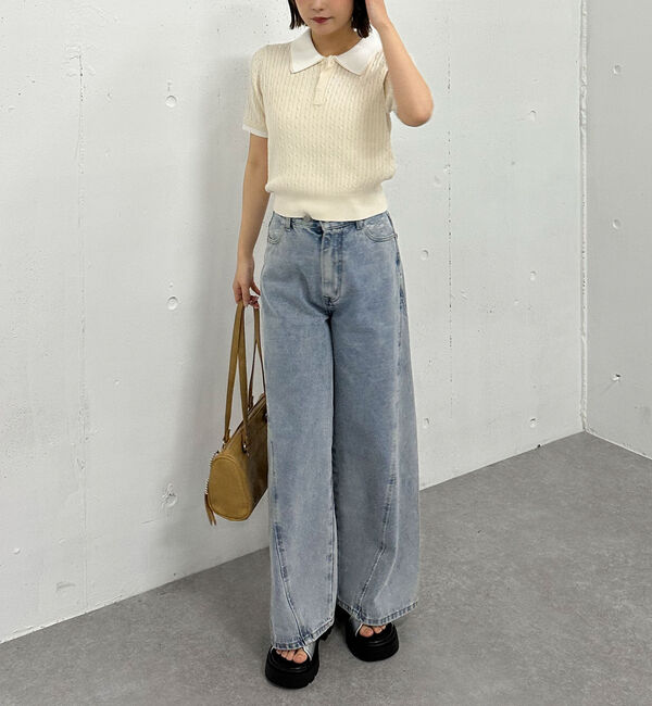 archives「レイヤードケーブルポロニット」|ニット・セーター|