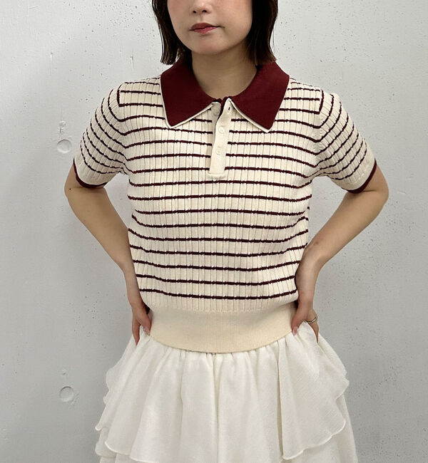 archives「レイヤードケーブルポロニット」|ニット・セーター|