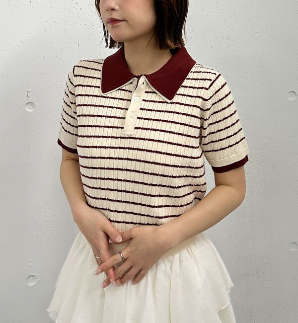 archives「レイヤードケーブルポロニット」|ニット・セーター|
