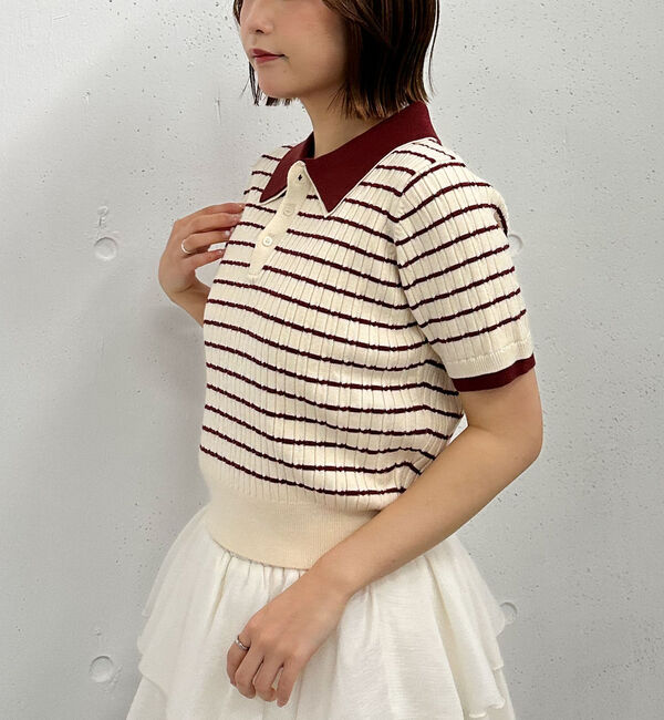 archives「レイヤードケーブルポロニット」|ニット・セーター|