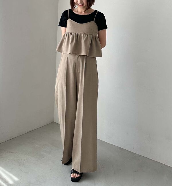 archives「ギャザーペプラムキャミ&times;ワイドスラックスＳＥＴ」|ワンピース|BEIGE