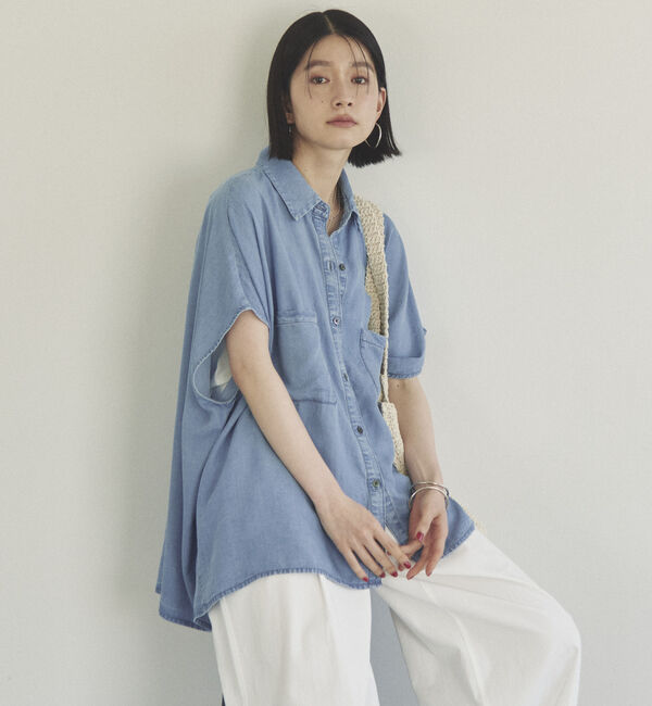 Doux archives「ソフトデニムフレンチシャツ」|タンクトップ|SAX