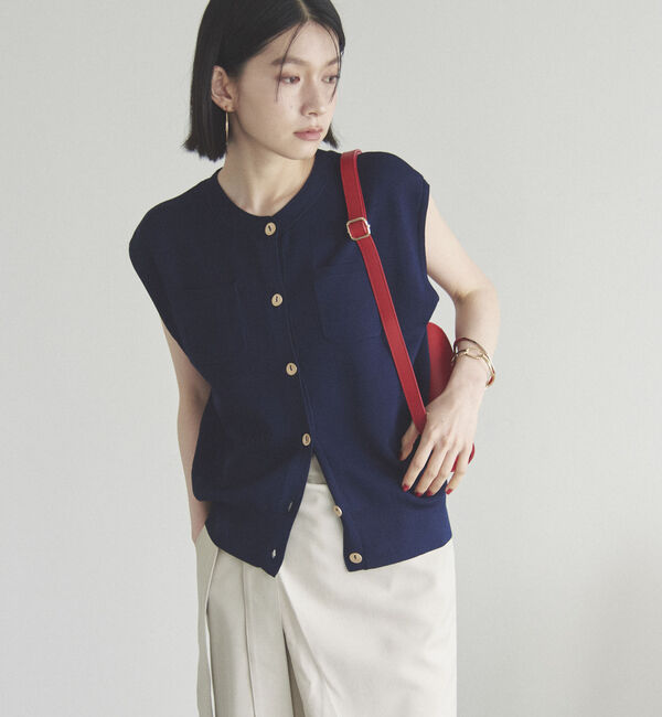 Doux archives「ポケット付きニットベスト」|ニット・セーター|NAVY