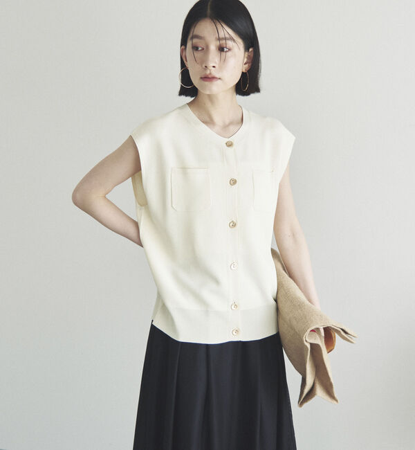 Doux archives「ポケット付きニットベスト」|ニット・セーター|IVORY