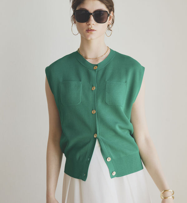 Doux archives「ポケット付きニットベスト」|ニット・セーター|GREEN
