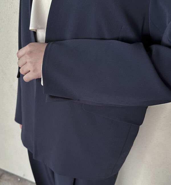 Doux archives「【セットアップ対応】ストレッチＶノーカラージャケット」|テーラードジャケット|