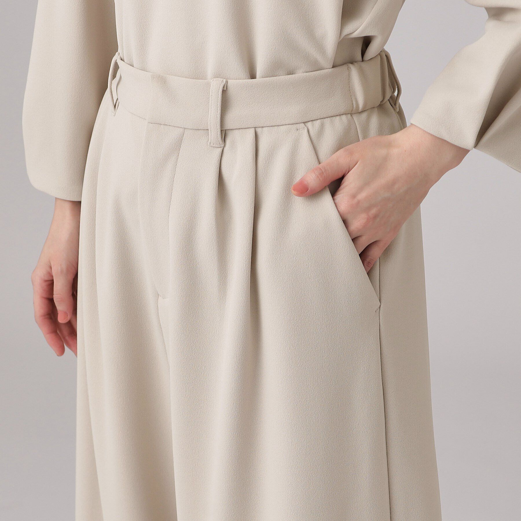 SHOO･LA･RUE「【通勤/デイリー/セットアップ可】マルチに使える カットジョーゼット ワイドパンツ」|その他|