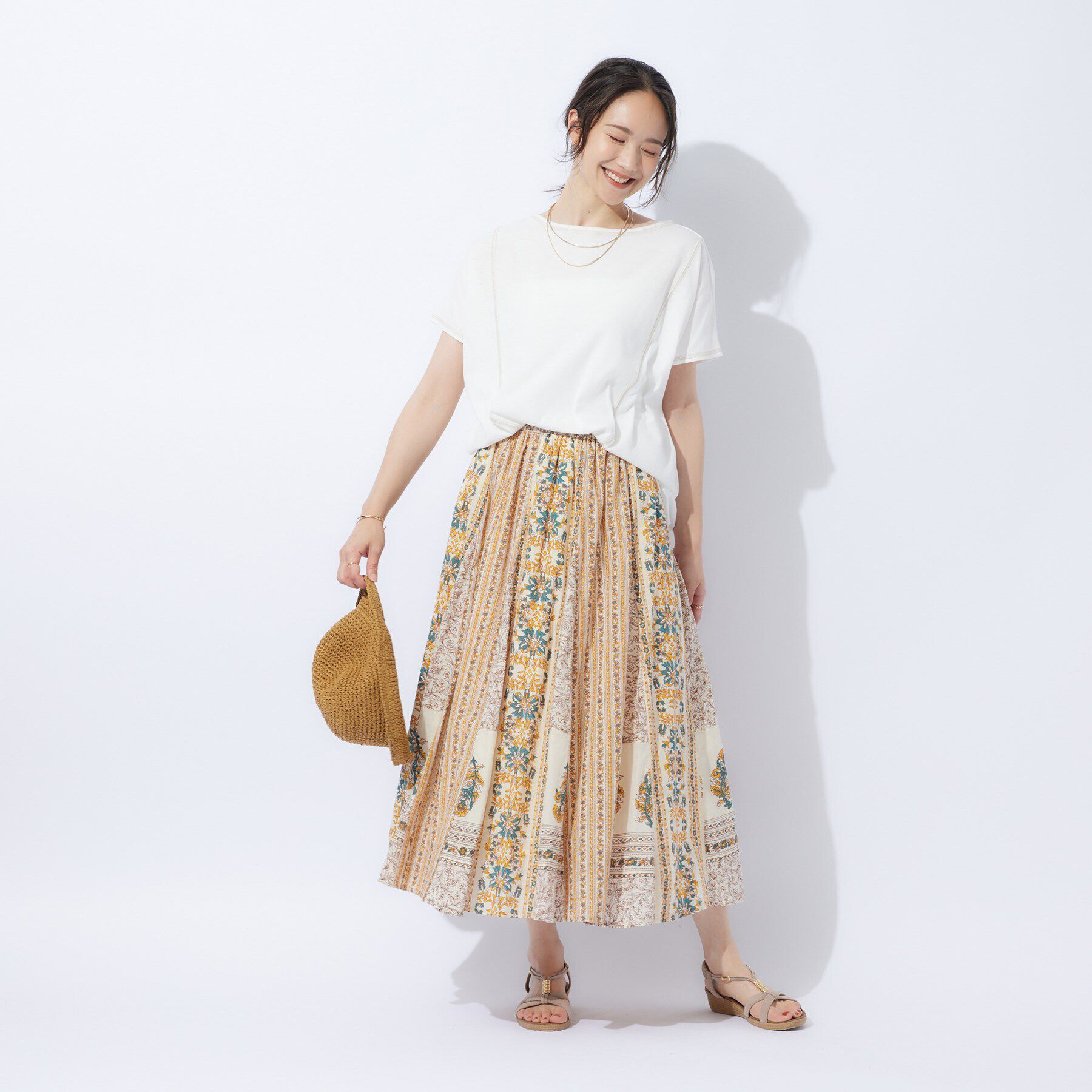 SHOO･LA･RUE「配色ステッチでこなれ見え ドルマンスリーブゆるTシャツ」|Tシャツ・カットソー|