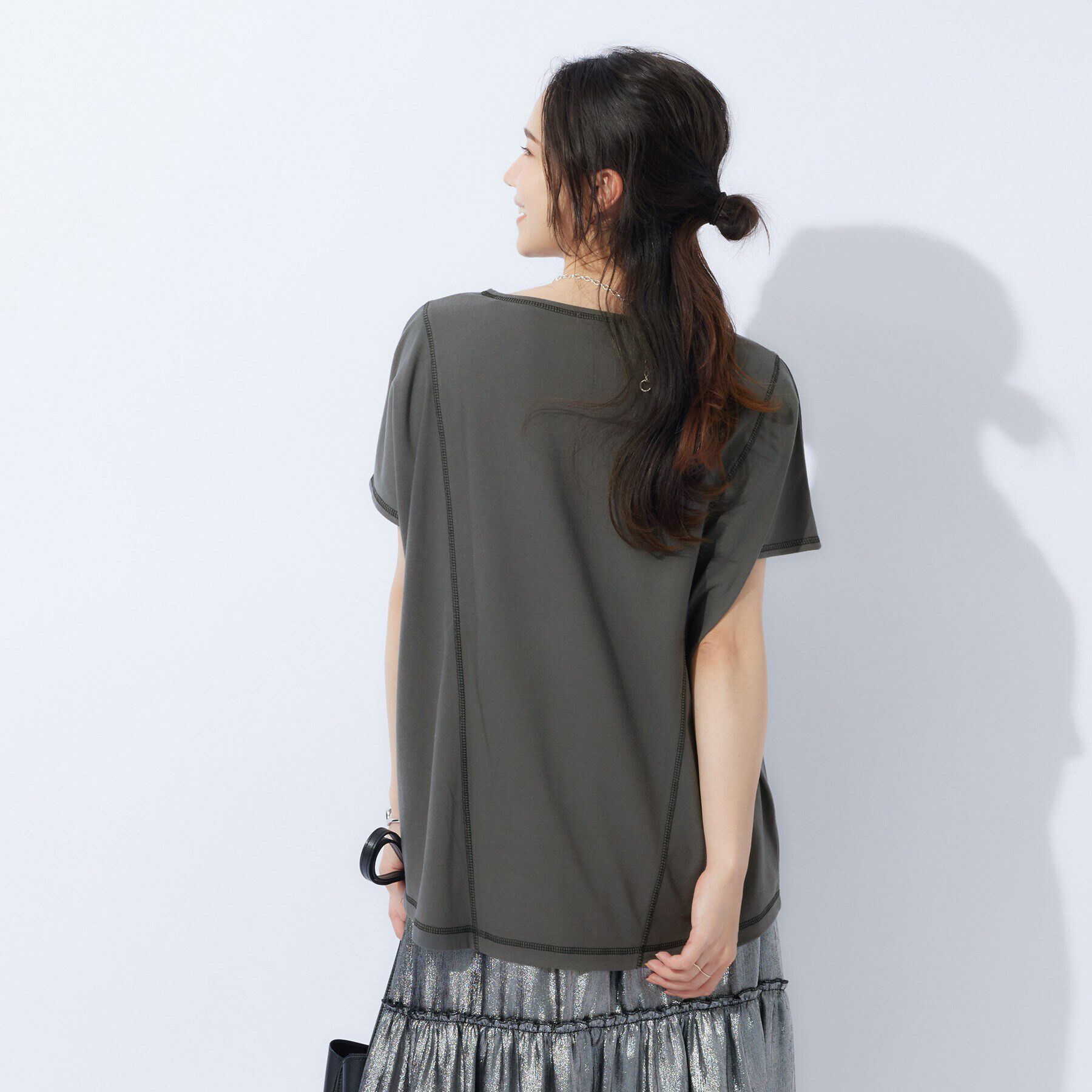 SHOO･LA･RUE「配色ステッチでこなれ見え ドルマンスリーブゆるTシャツ」|Tシャツ・カットソー|