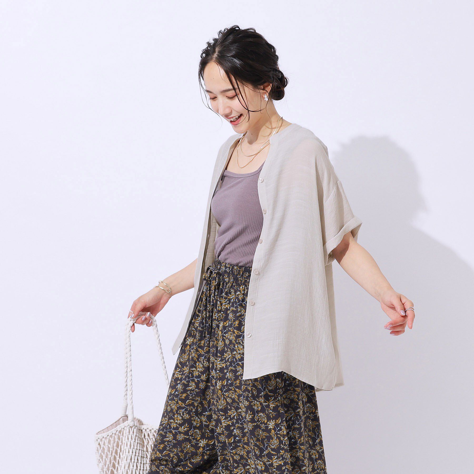 SHOO･LA･RUE「程よいルーズ感が大人見え シアースラブ前開きシャツ」|シャツ・ブラウス|