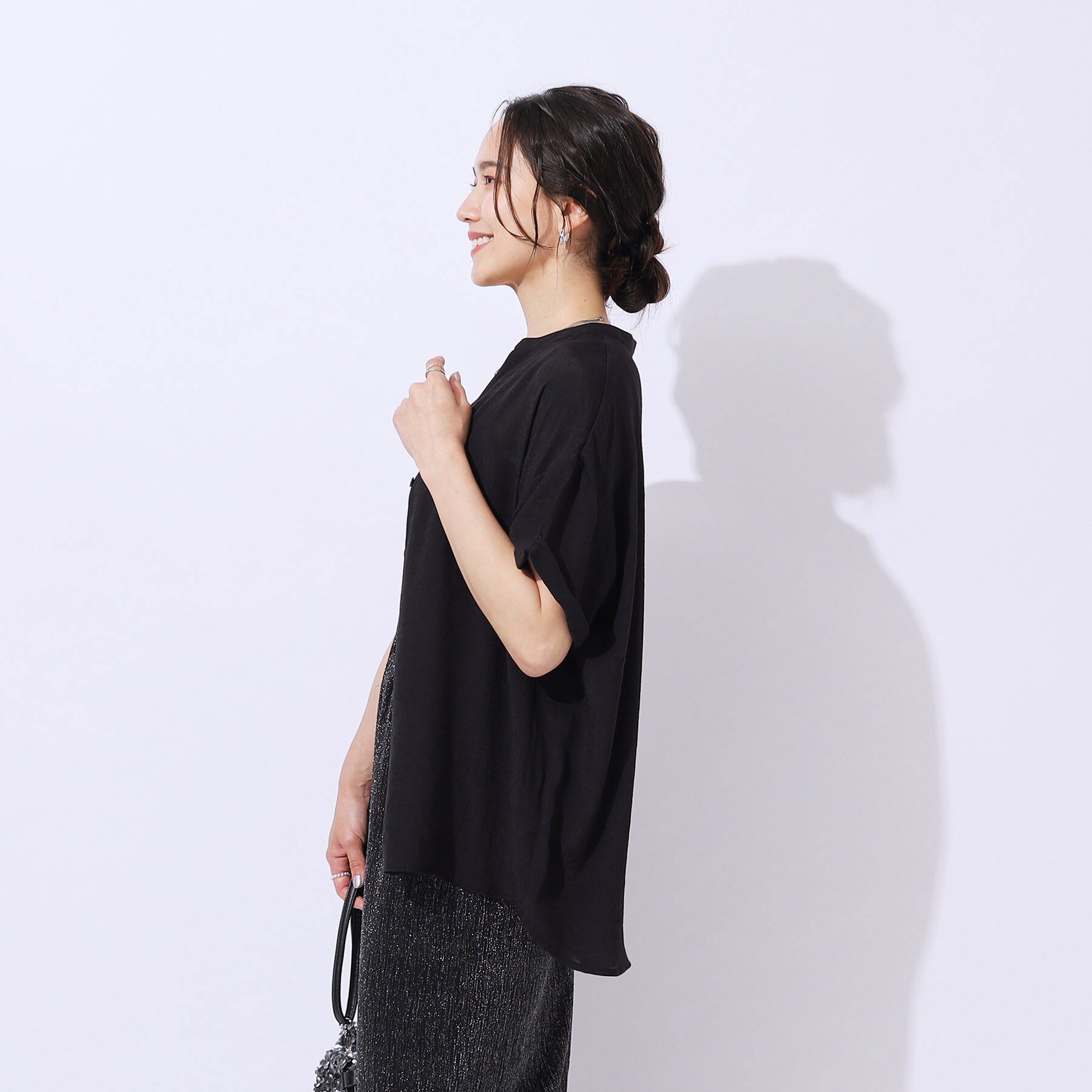 SHOO･LA･RUE「程よいルーズ感が大人見え シアースラブ前開きシャツ」|シャツ・ブラウス|