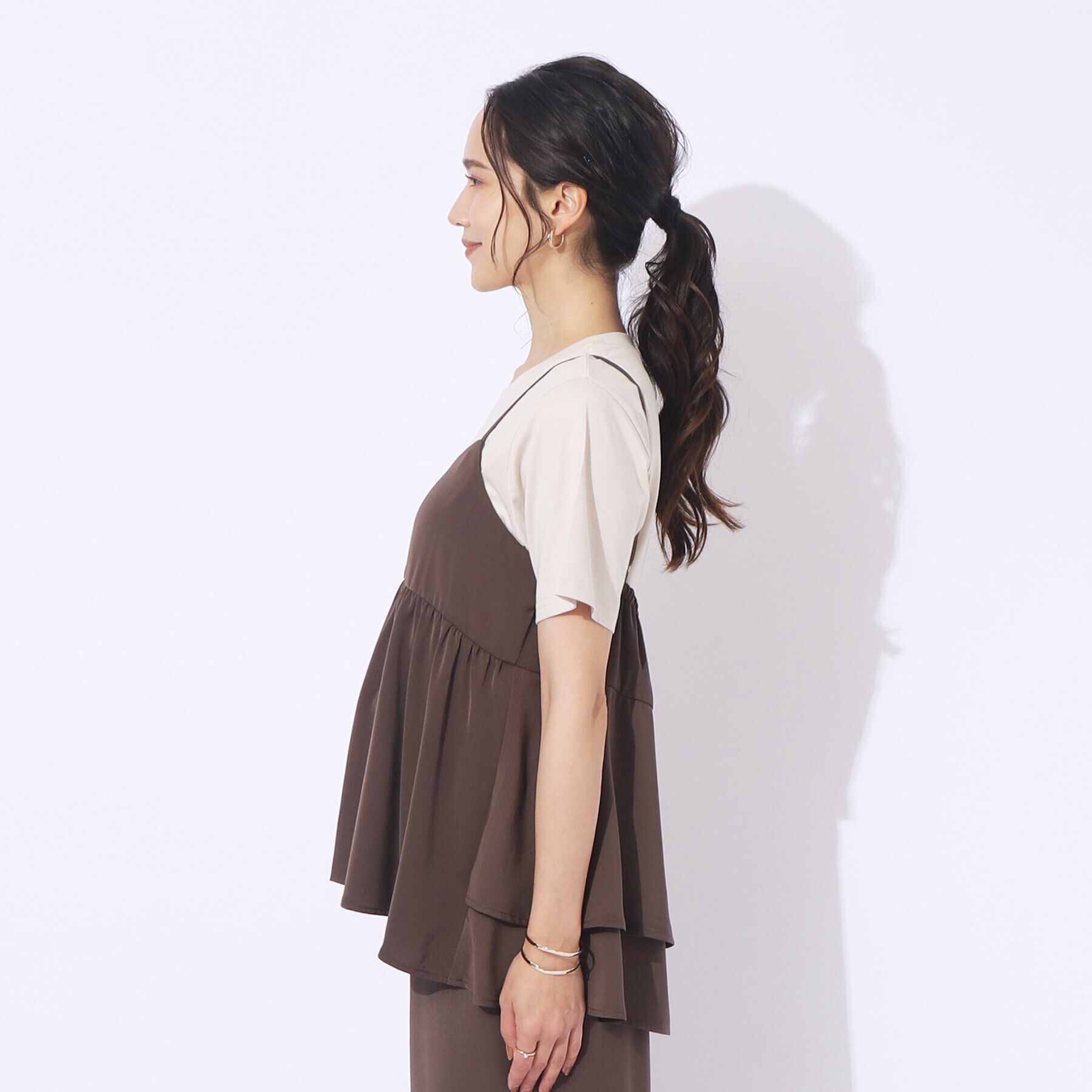 SHOO･LA･RUE「【セットアップ可/洗える】さらさらぷるん ティアードキャミソール」|キャミソール|