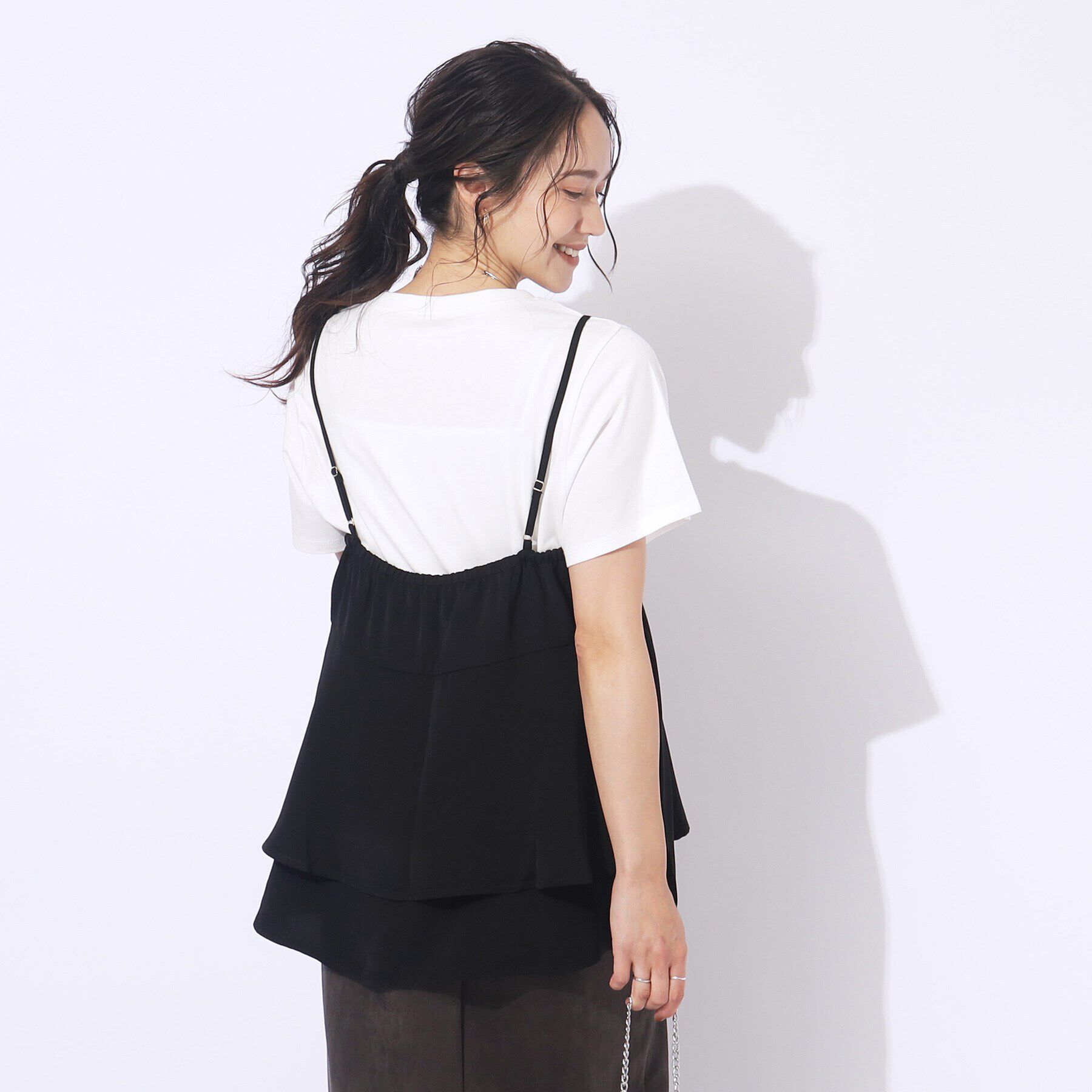 SHOO･LA･RUE「【セットアップ可/洗える】さらさらぷるん ティアードキャミソール」|キャミソール|