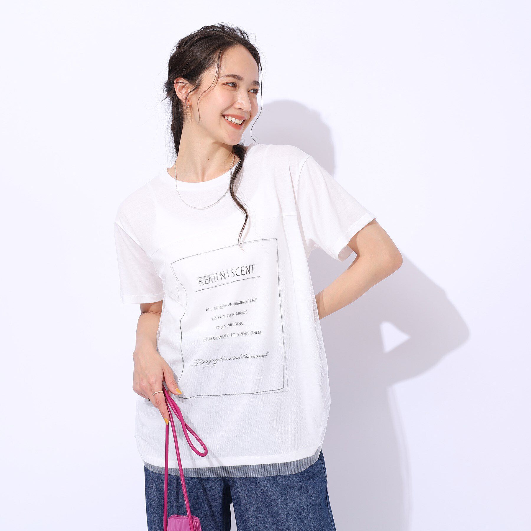 SHOO･LA･RUE「【洗える】インしない派さんの 重ねチュールプリントTシャツ」|Tシャツ・カットソー|