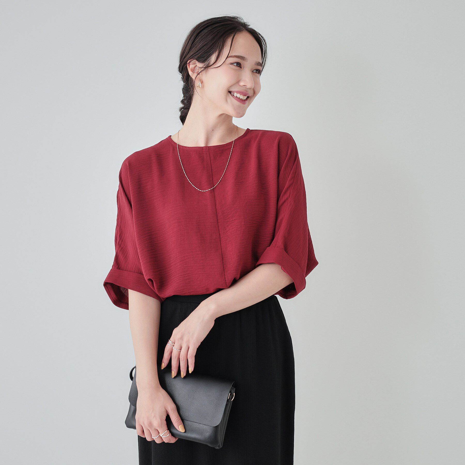 SHOO･LA･RUE「【洗える/UV/イージーケア】ドルマン 5分袖ブラウス」|シャツ・ブラウス|