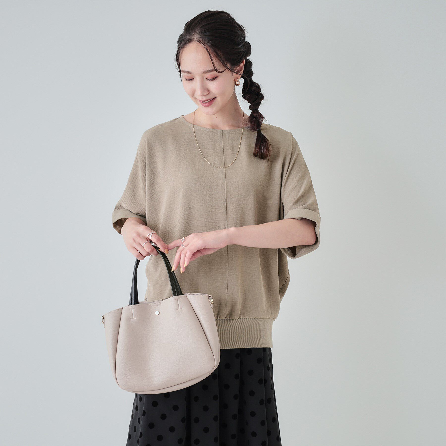 SHOO･LA･RUE「【洗える/UV/イージーケア】ドルマン 5分袖ブラウス」|シャツ・ブラウス|